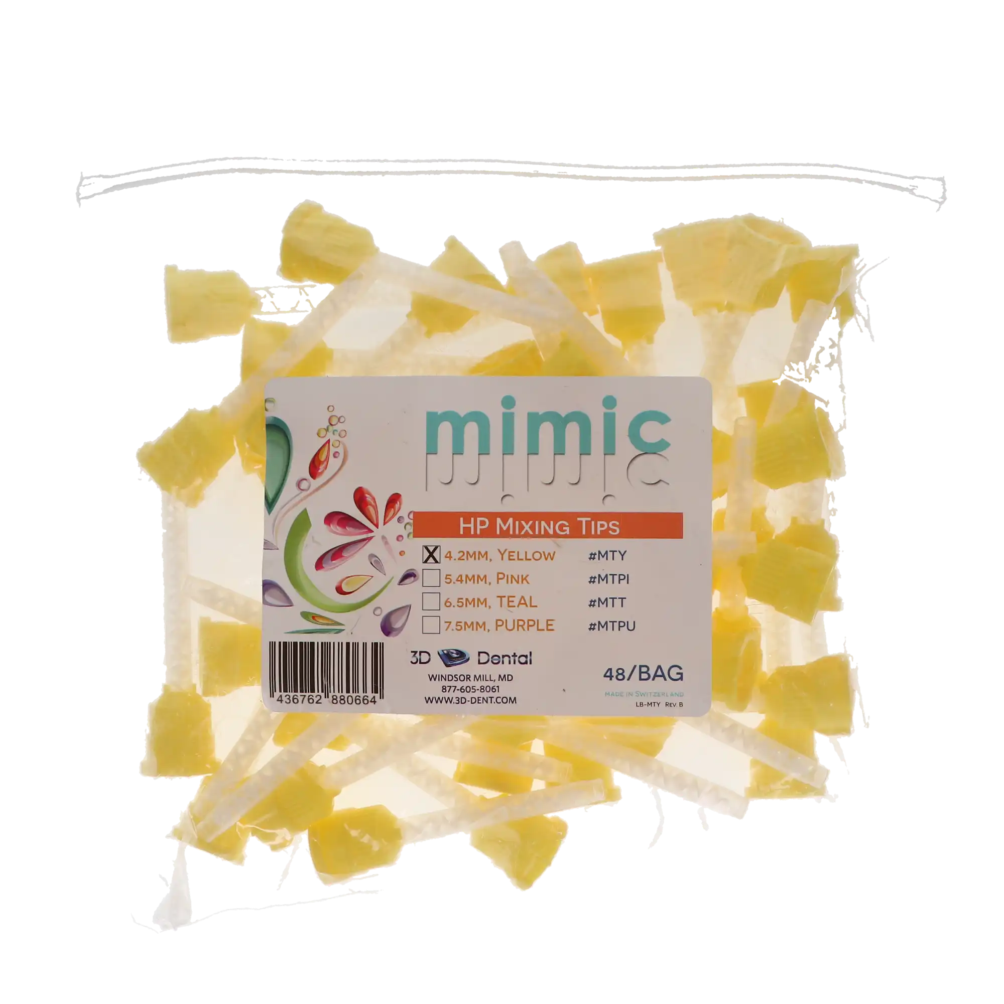 Mimic HP Mixing Tips, Light Body, Yellow, 4.2 mm, 48/Pk, MTY thumbnail 4