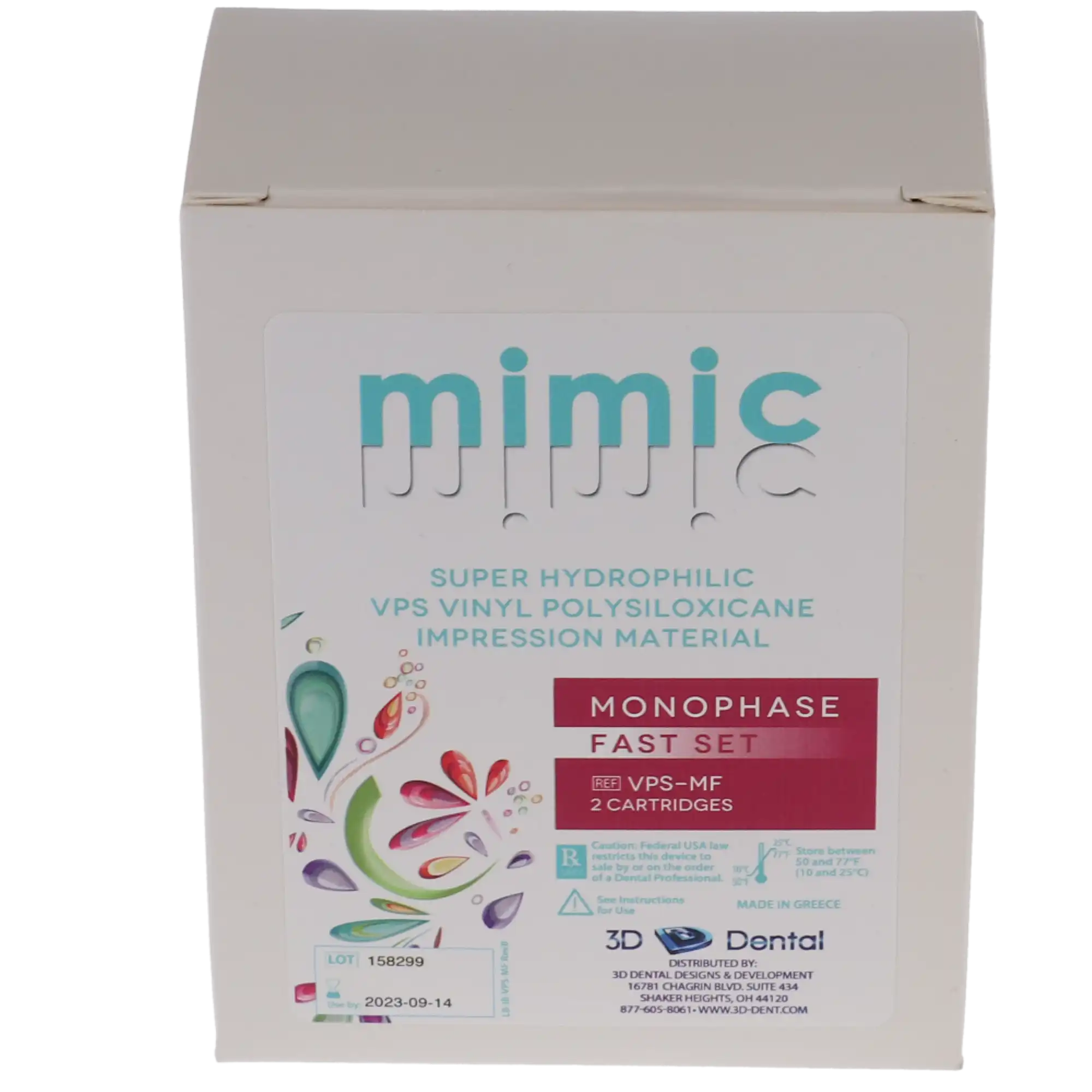 Mimic VPS Impression Material, Monophase Body, Fast Set, 50 ml Cartridge, 2/Pk, VPS-MF thumbnail 4