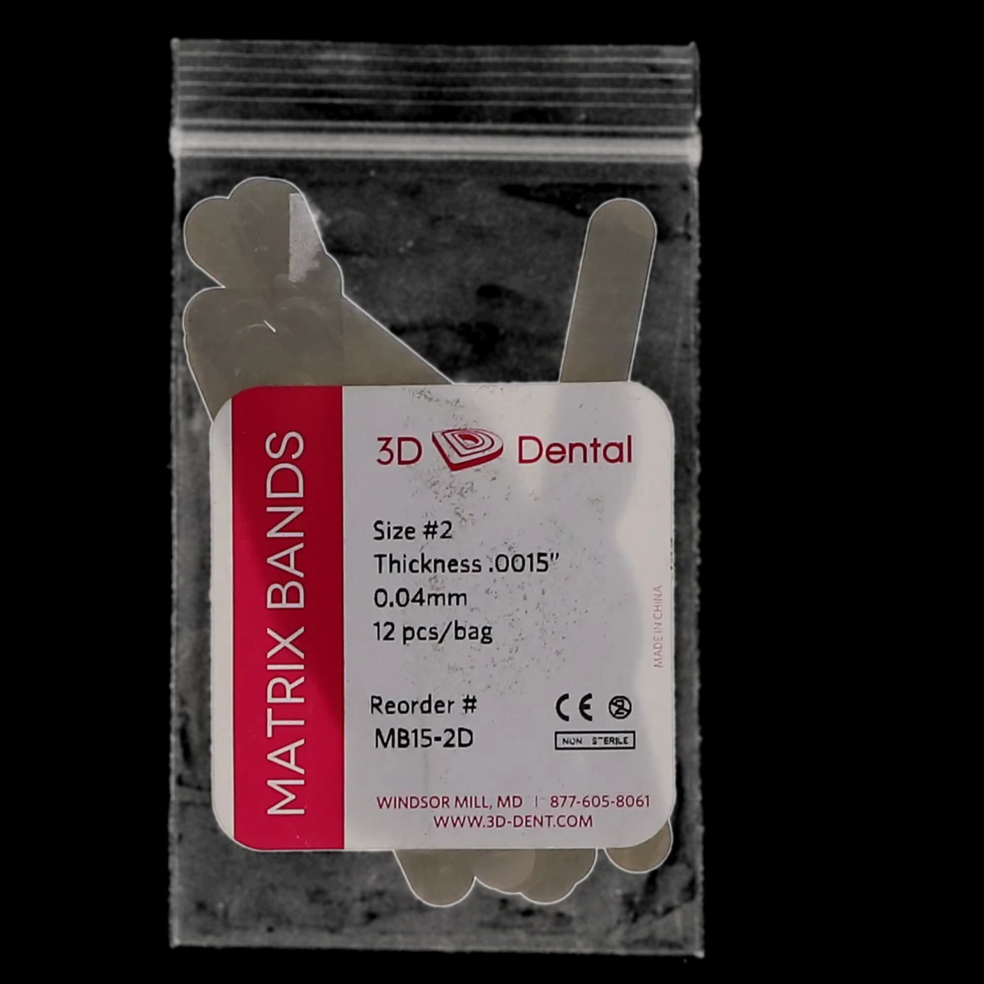 3D Dental Matrix Bands, .0015" (0.04 mm), #2 Tofflemire Type, 12/Pk, MB15-2D thumbnail 4