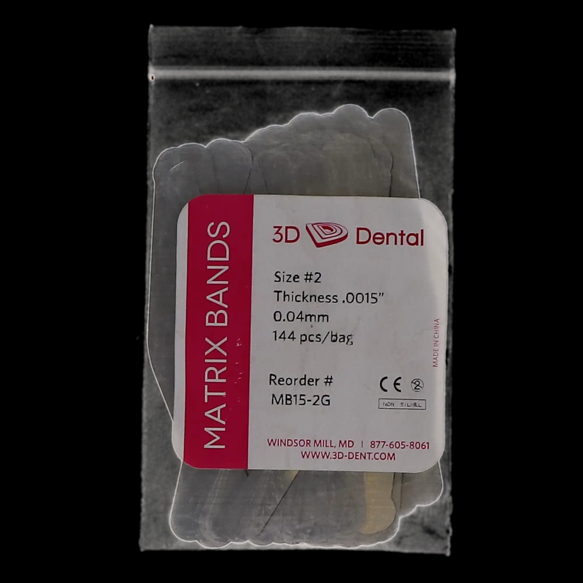 3D Dental Matrix Bands, .0015" (0.04 mm), #2 Tofflemire Type, 144/Pk, MB15-2G thumbnail 4