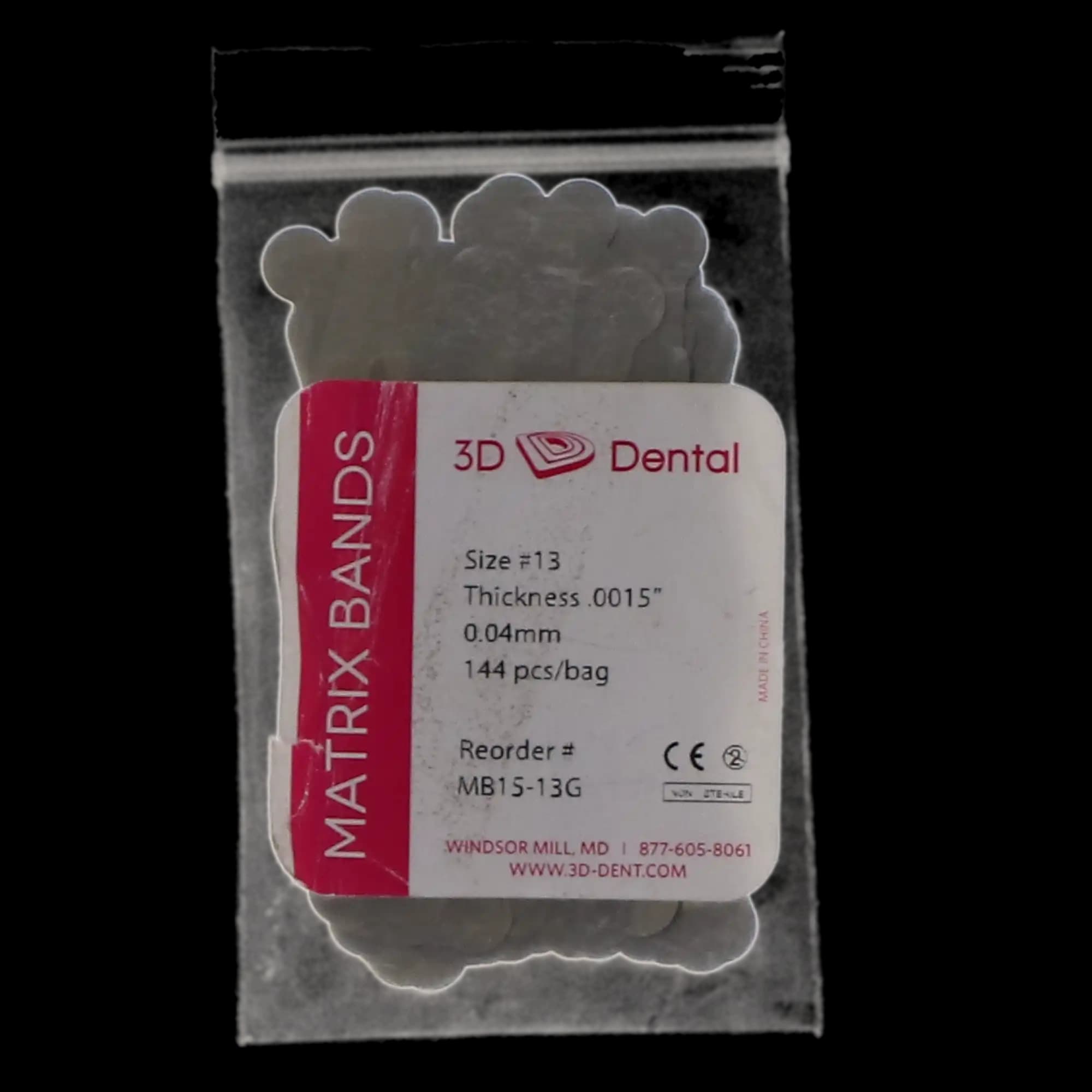 3D Dental Tofflemire-Type Matrix Bands, Size #13, .0015" (0.04 mm) Thickness, 144/Pk, MB15-13G thumbnail 4