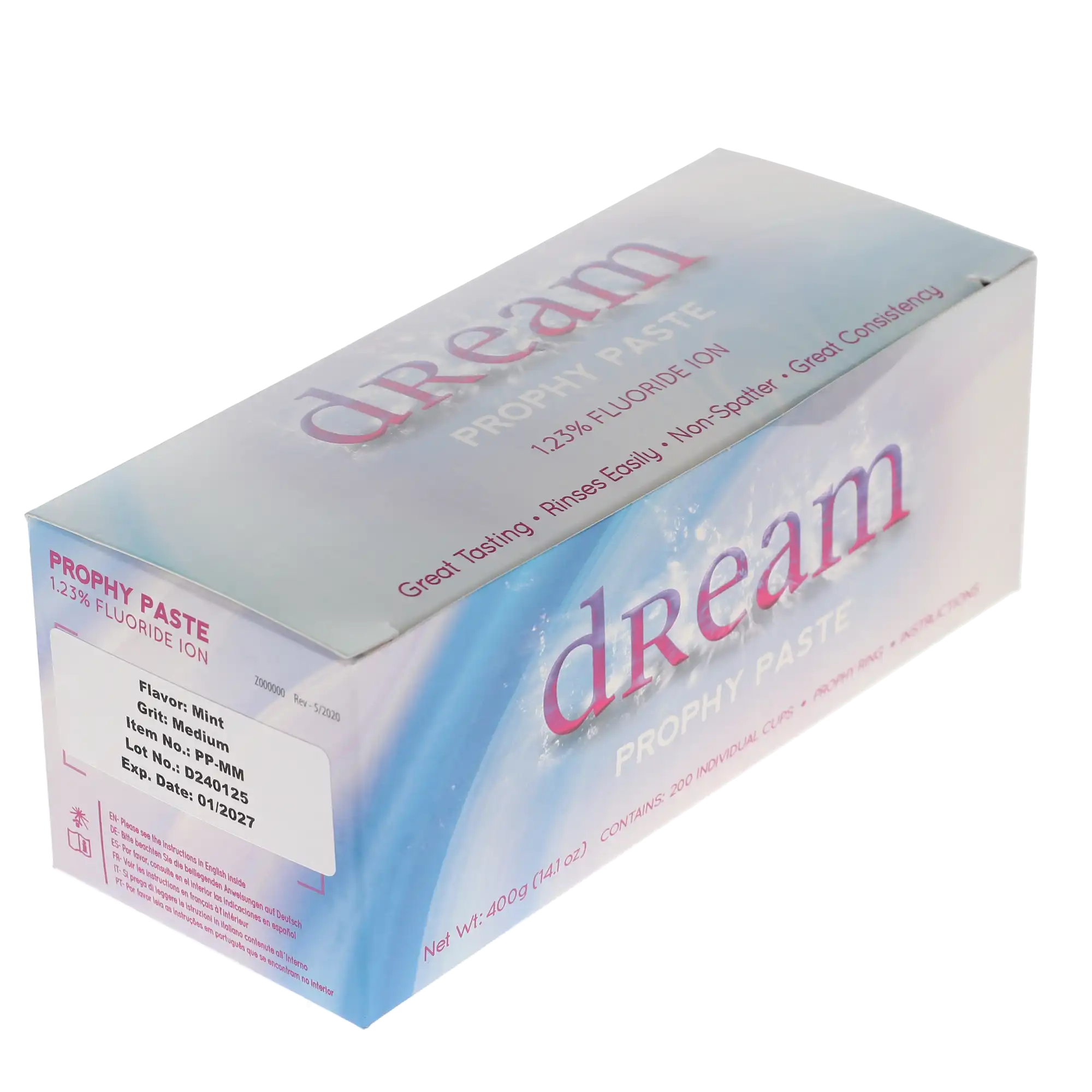 3D Dental Prophy Paste Cups, Medium, Mint, 1.23% APF, 200/Pk, PP-MM thumbnail 3