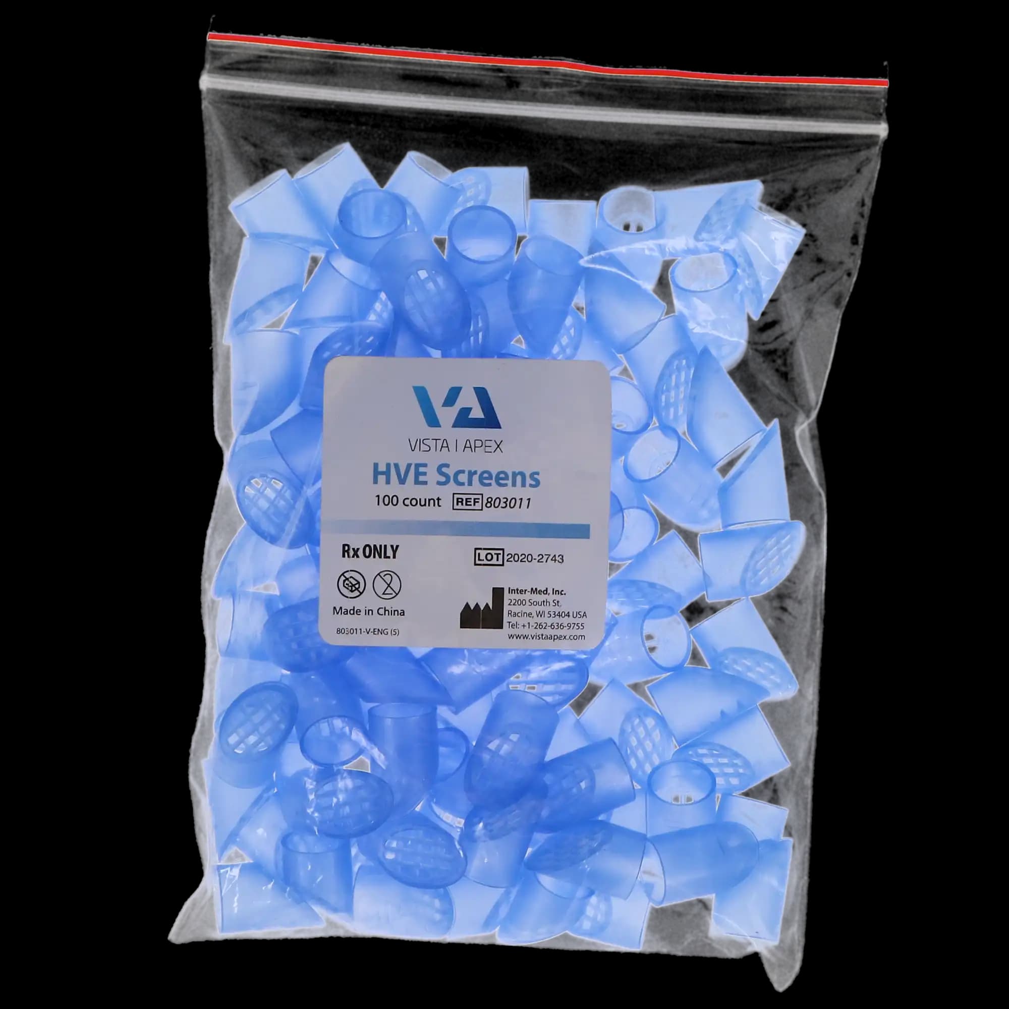 Vista Apex Disposable High Volume Evacuator (HVE) Screens, Plastic, Blue, 100/Pk, 803011 thumbnail 6