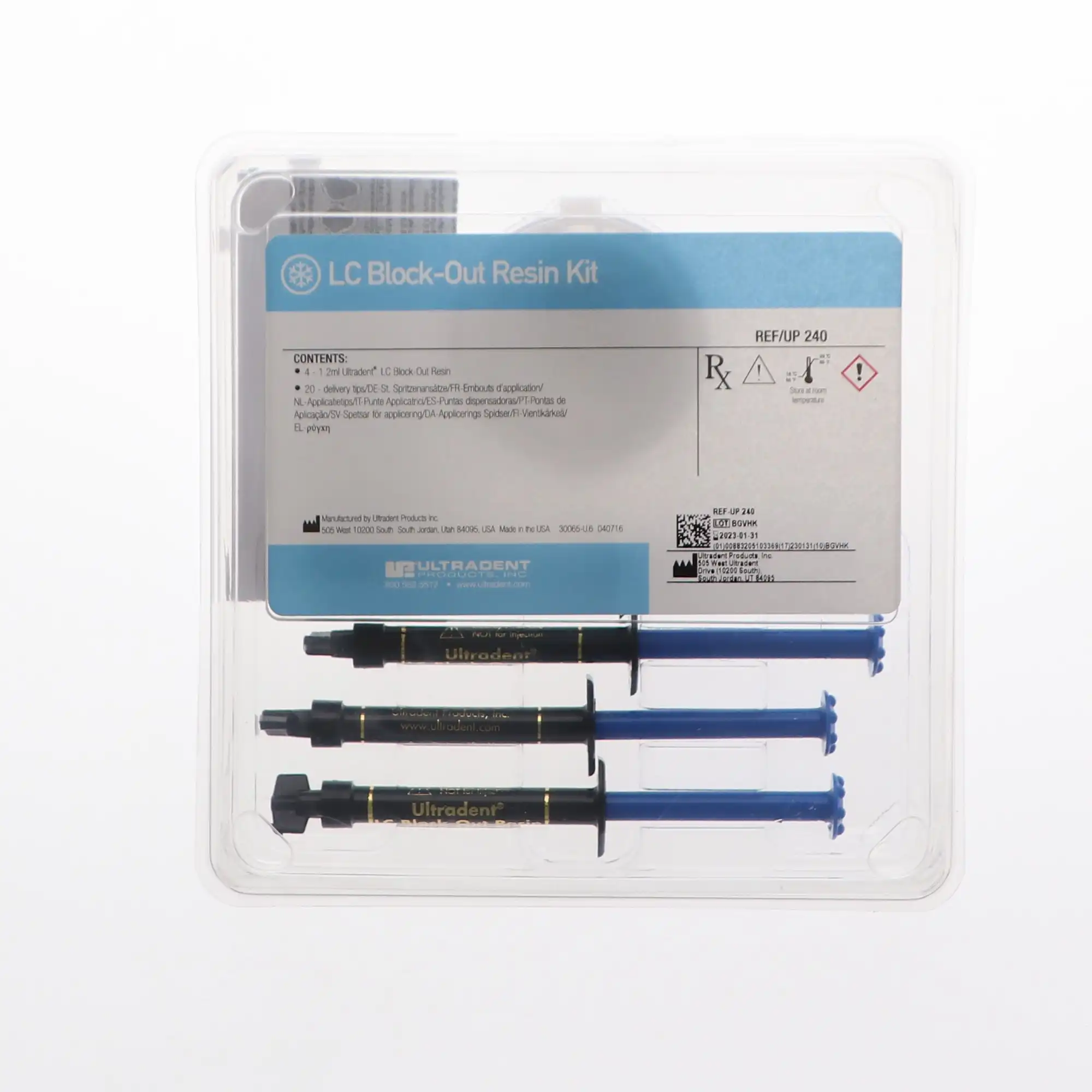 Ultradent LC Block-Out Resin Kit, 4 x 1.2 mL Syringes, 20 Black Mini Tips, 4.8 mL Total thumbnail 2