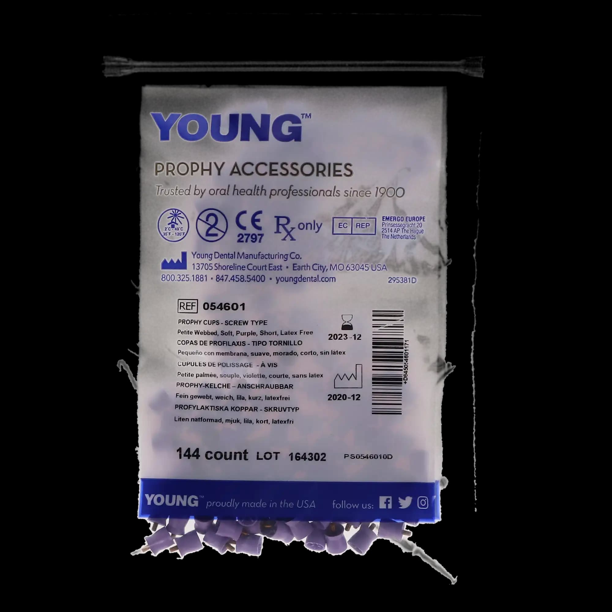 Young Dental Petite Web Prophy Cup, Latex-Free, Soft, Purple, Screw-Type, 144/Box, 054601 thumbnail 4
