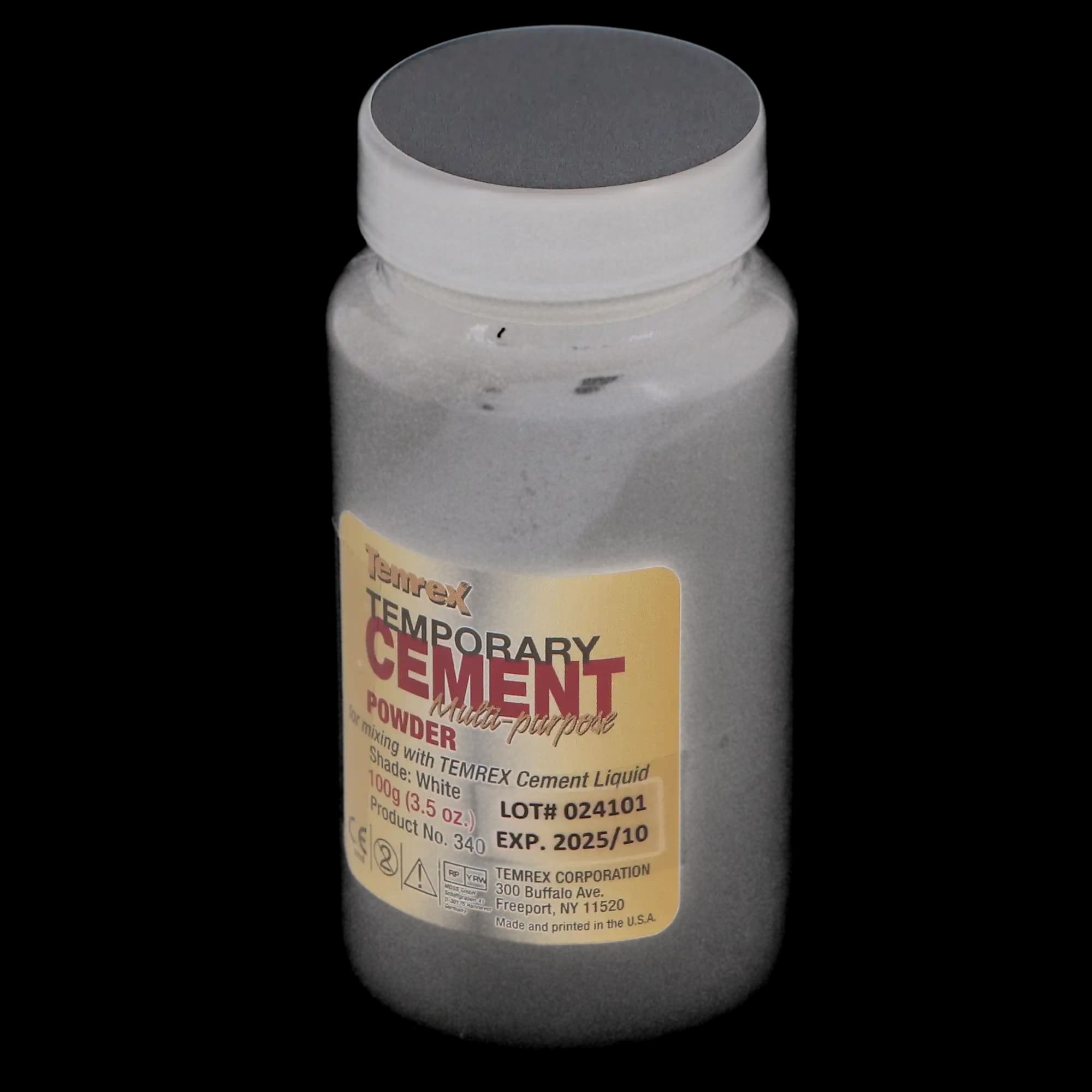 Temrex Zinc Oxide Eugenol Temporary Cement Powder, White, 100g Bottle, Refill, 340 thumbnail 7