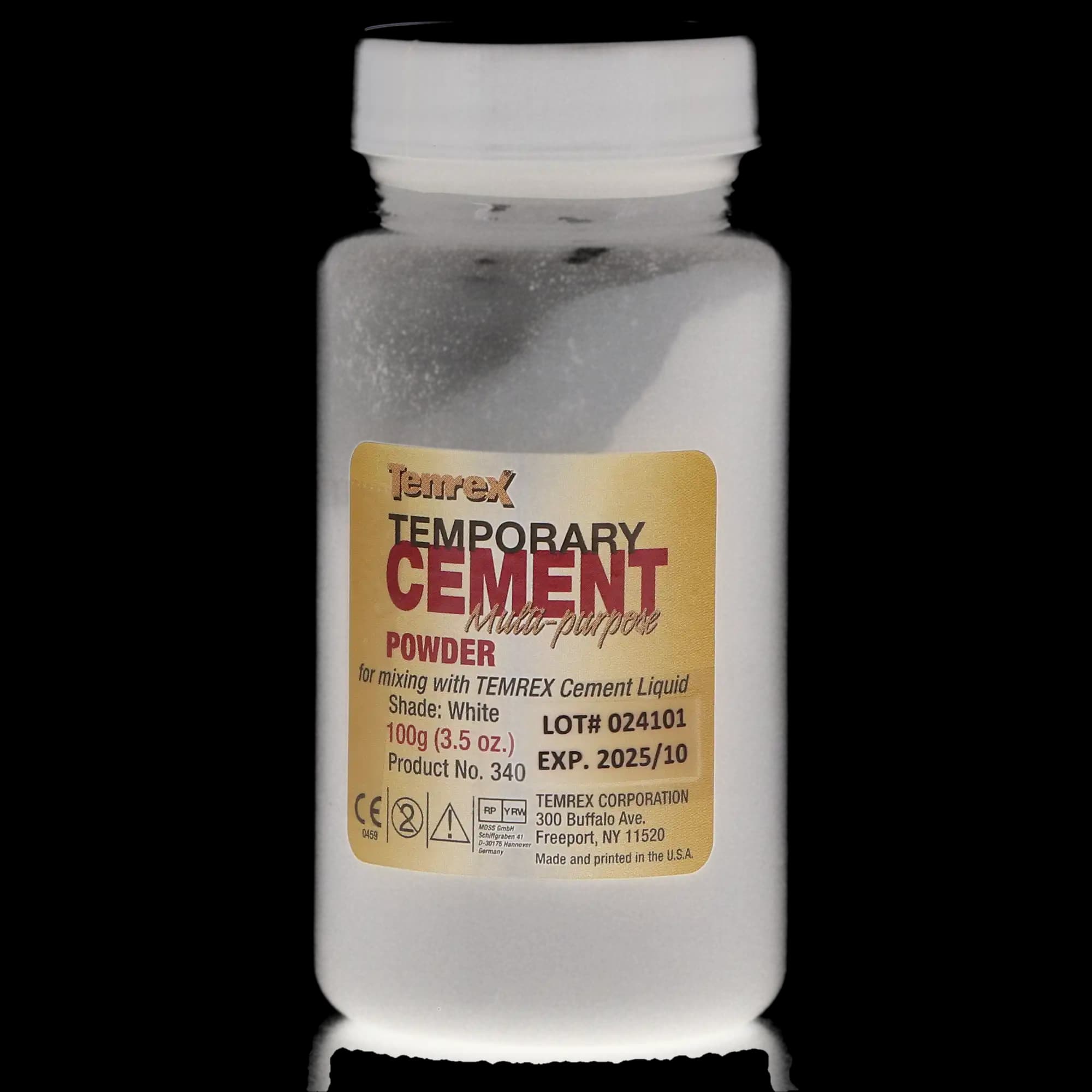 Temrex Zinc Oxide Eugenol Temporary Cement Powder, White, 100g Bottle, Refill, 340 thumbnail 10