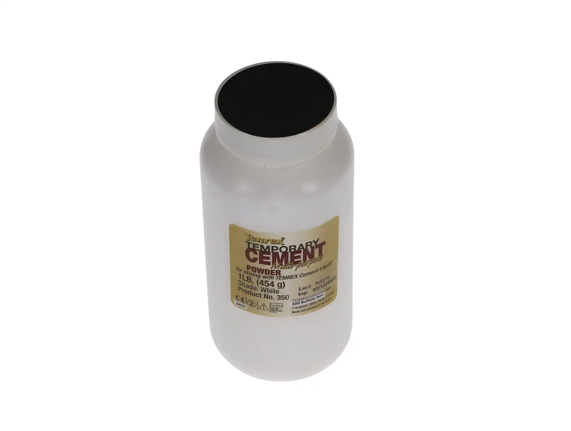 Temrex Zinc Oxide Eugenol Temporary Cement Powder, White, 1 lb Bottle, 350 thumbnail 6