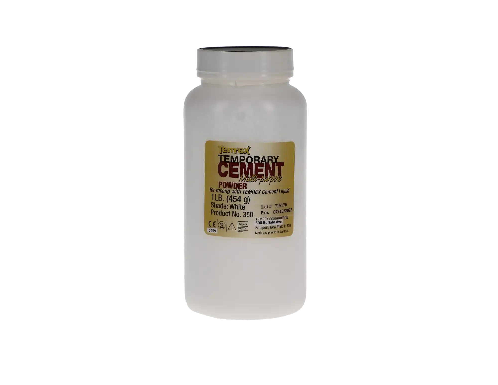 Temrex Zinc Oxide Eugenol Temporary Cement Powder, White, 1 lb Bottle, 350 thumbnail 10