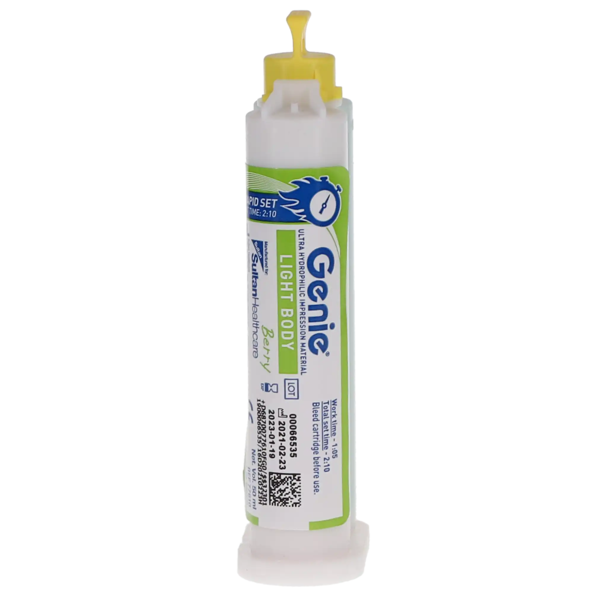 Genie VPS Impression Material, Light Body, Rapid Set, Berry Flavor, Green, 2 x 50 ml Cartridges with Tips, 77610 thumbnail 2