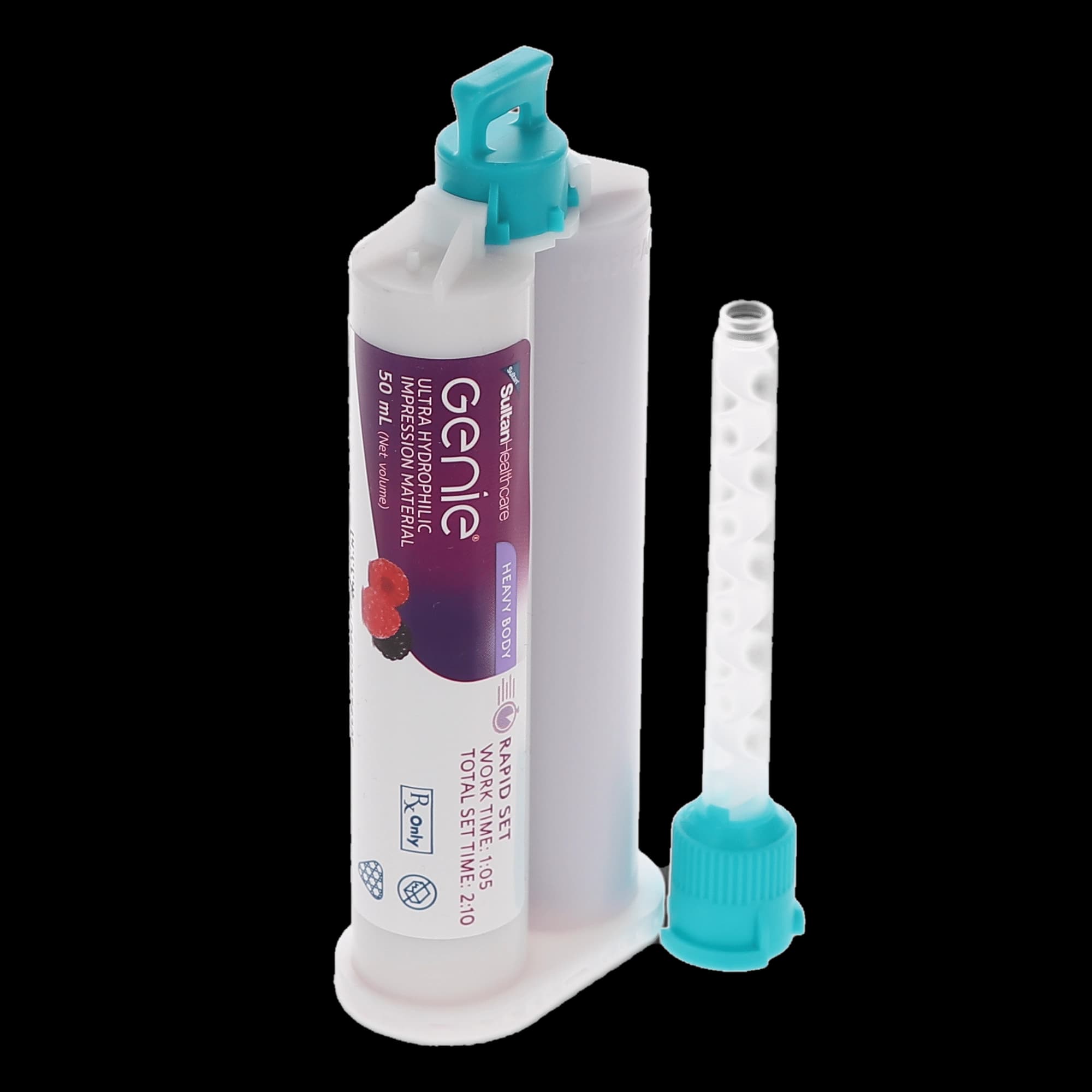 Genie VPS Impression Material, Heavy Body, Rapid Set, Berry Flavor, Purple, 2 x 50 mL Cartridges with 6 Mixing Tips, 77630 thumbnail 3