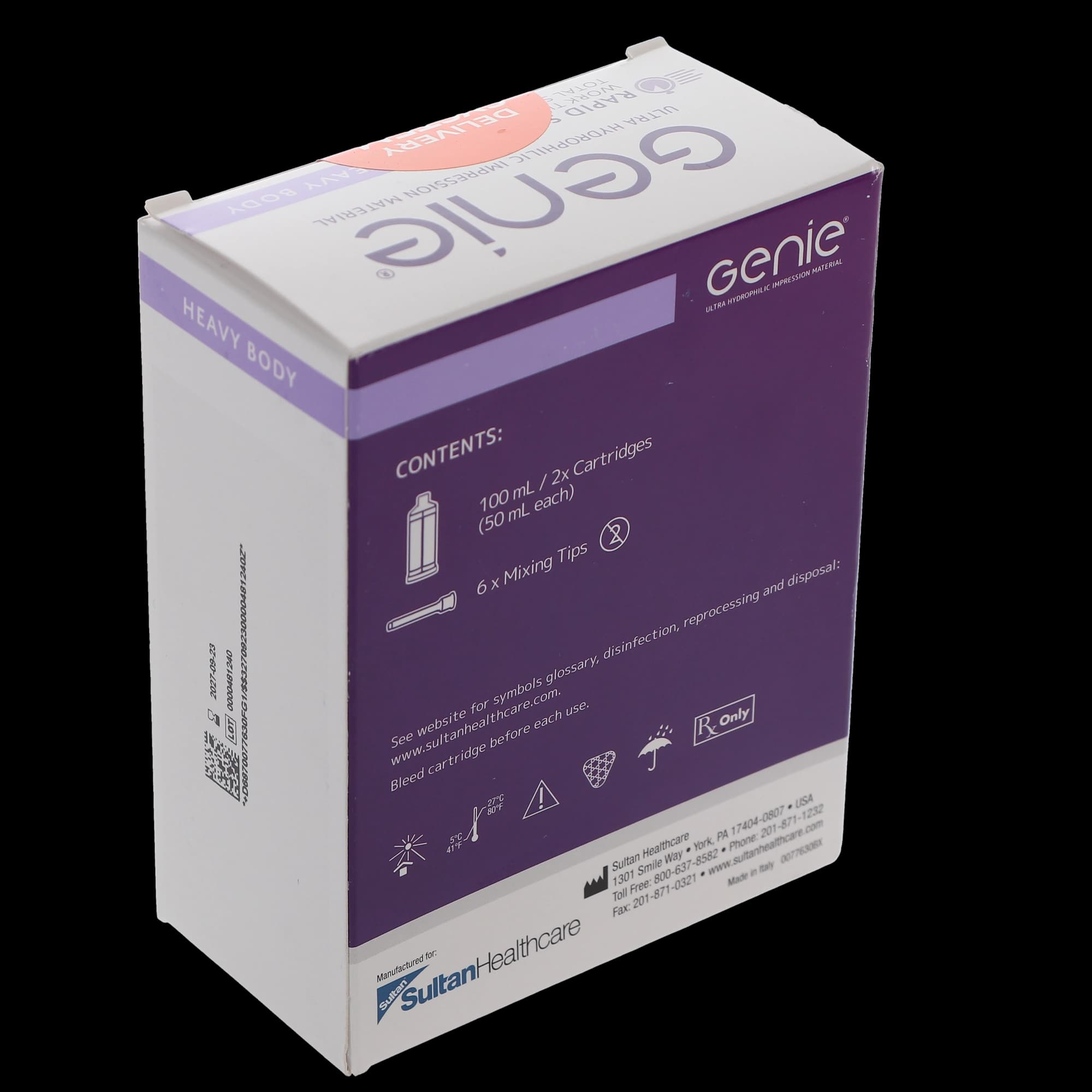 Genie VPS Impression Material, Heavy Body, Rapid Set, Berry Flavor, Purple, 2 x 50 mL Cartridges with 6 Mixing Tips, 77630 thumbnail 4