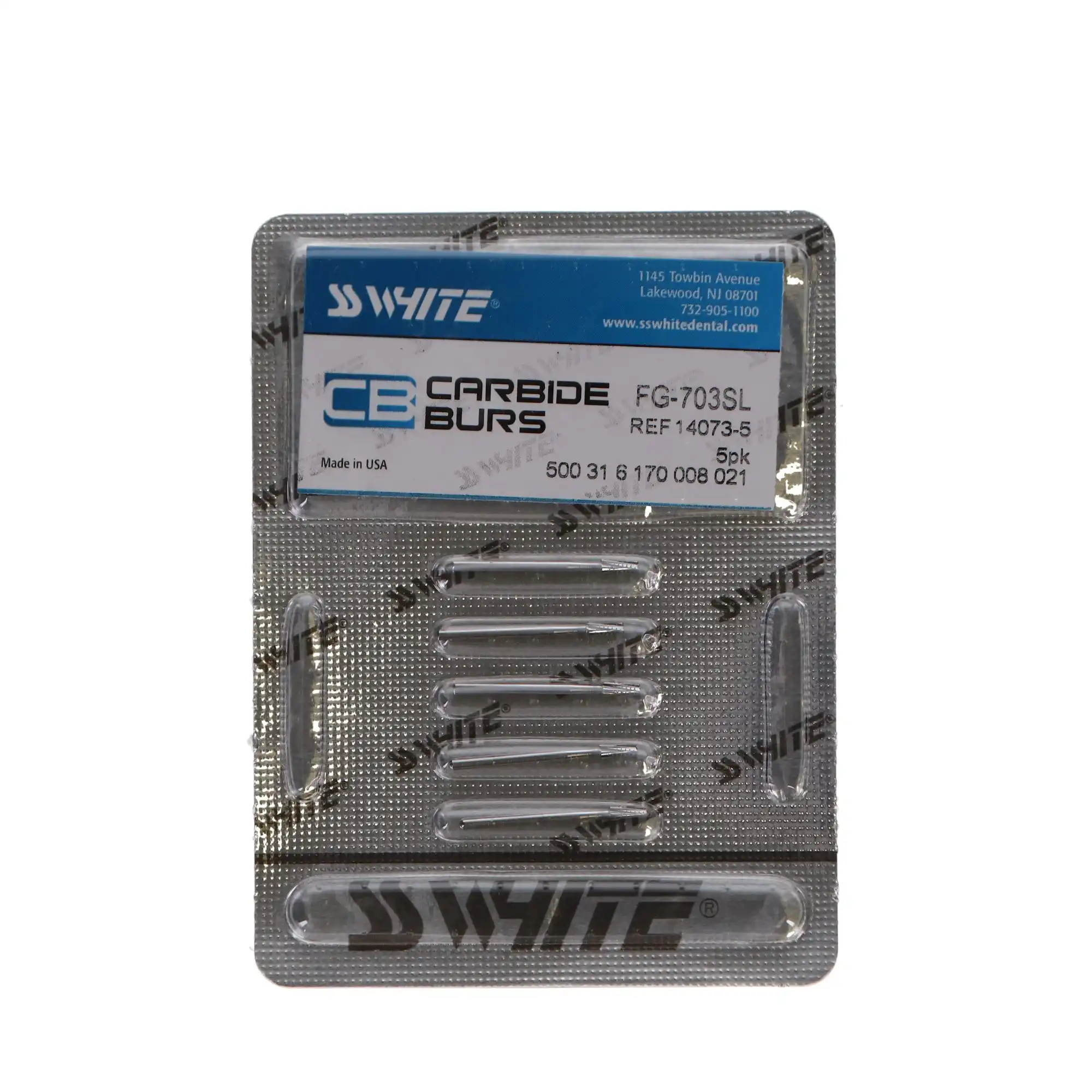 SS White #703 FG Surgical Length Carbide Bur, Flat End Tapered Cross-Cut, 5/Pk, 14073-5 thumbnail 5