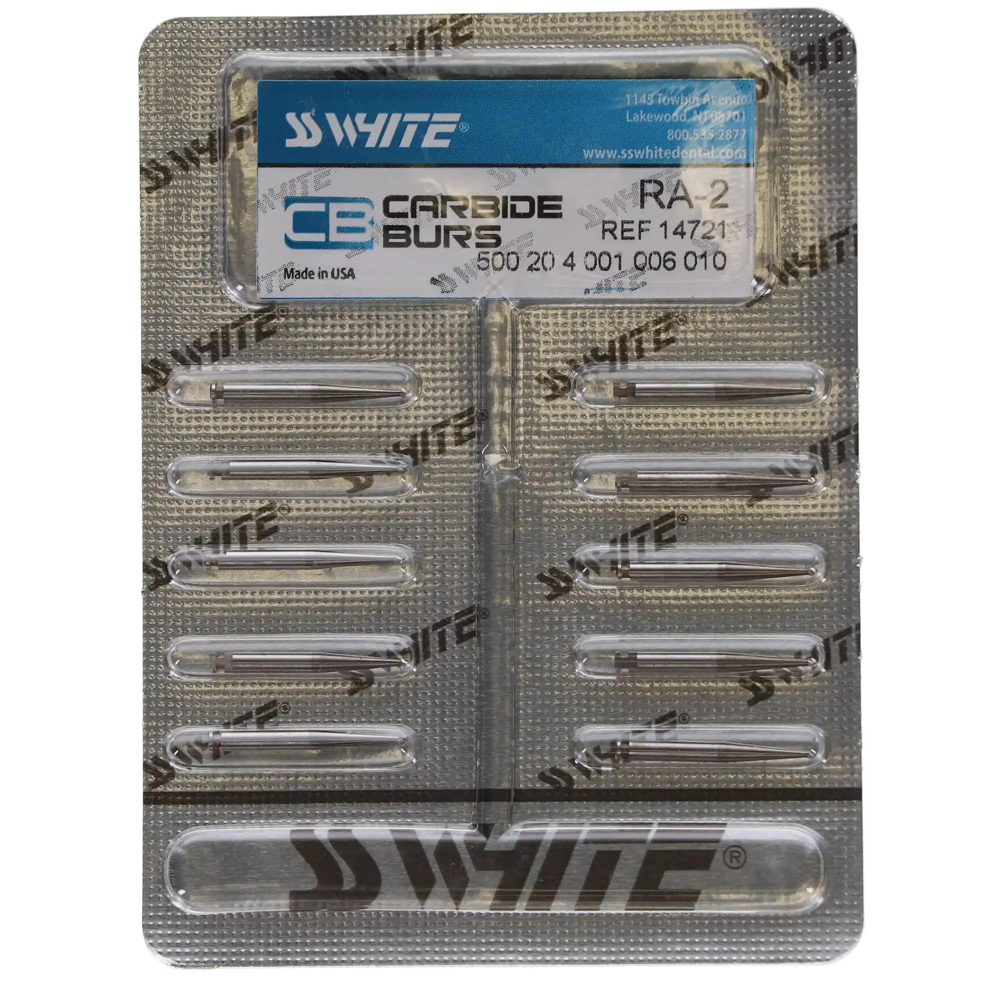 SS White Standard Operative Carbide Bur, RA, Round, #2, 1.0 mm Diameter, 0.7 mm Length, 10/Pk, 14721 thumbnail 5