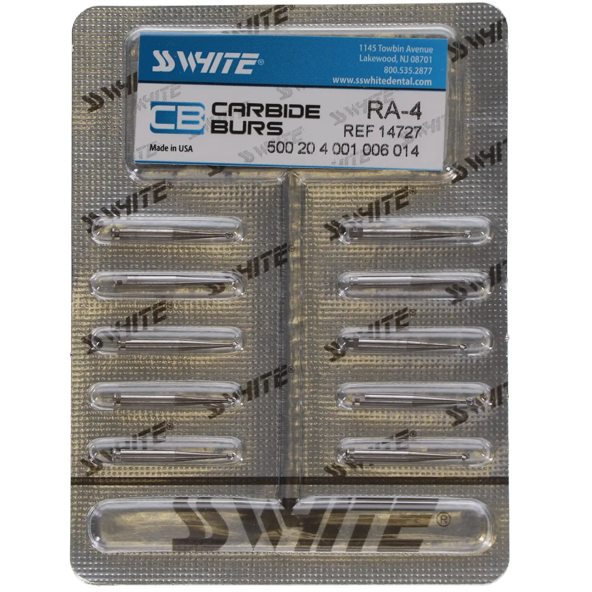 SS White Standard Operative Carbide Bur, RA, Round, #4, 1.4 mm Diameter, 10/Pk, 14727 thumbnail 5