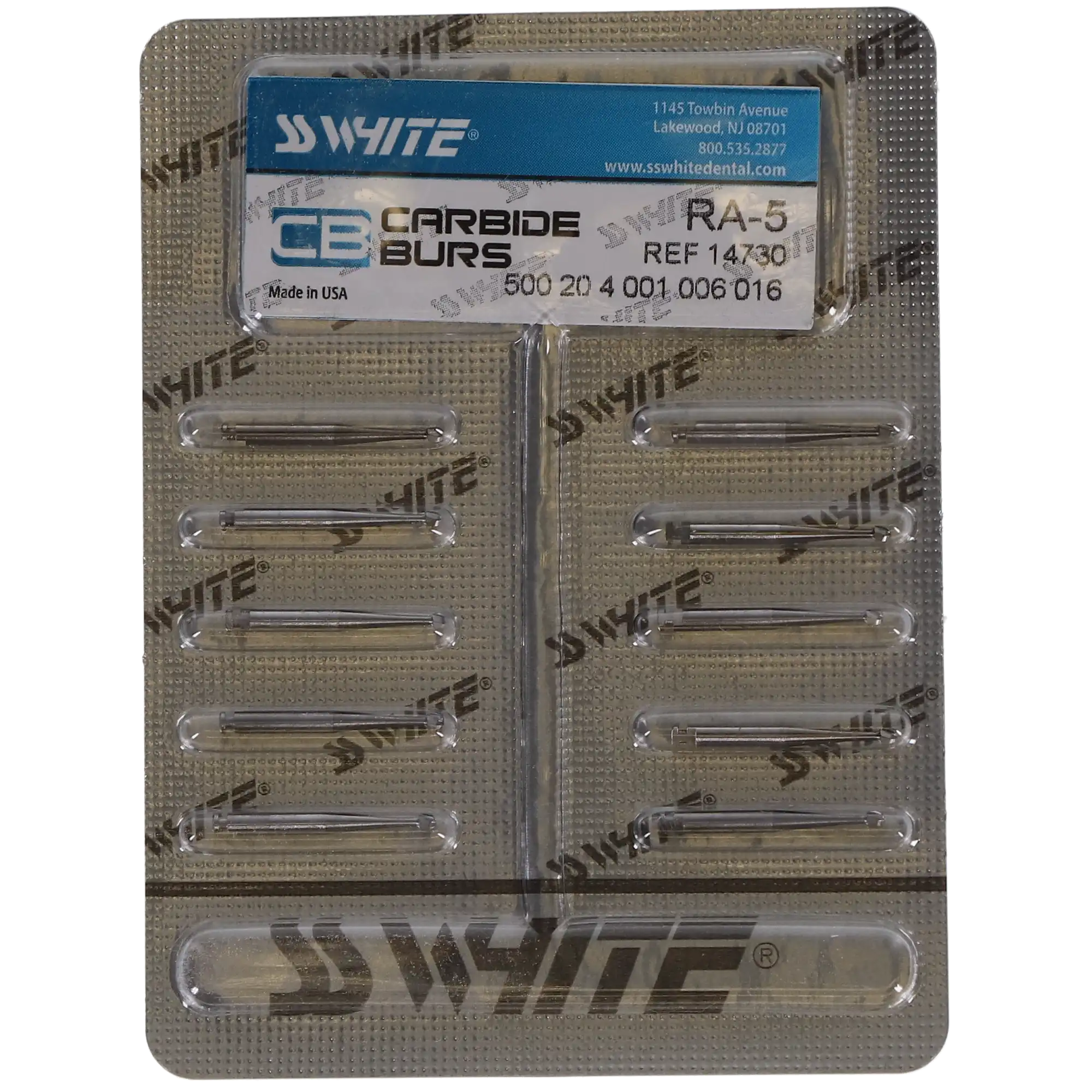 SS White Standard Operative Carbide Bur, RA, Round, #5, 1.6 mm Diameter, 10/Pk, 14730 thumbnail 5