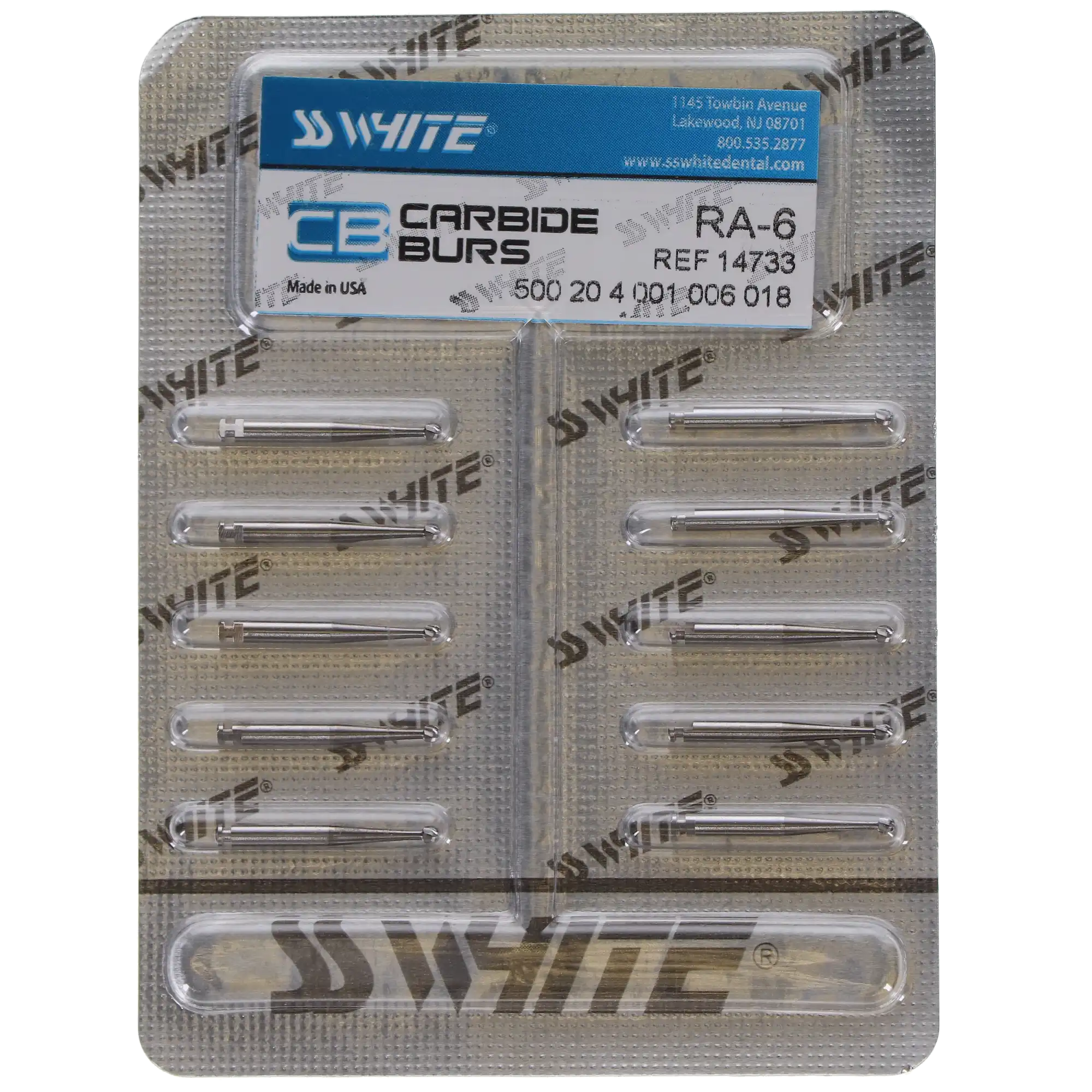 SS White Standard Operative Carbide Bur, RA, Round, #6, 1.8 mm Diameter, 10/Pk, 14733 thumbnail 5