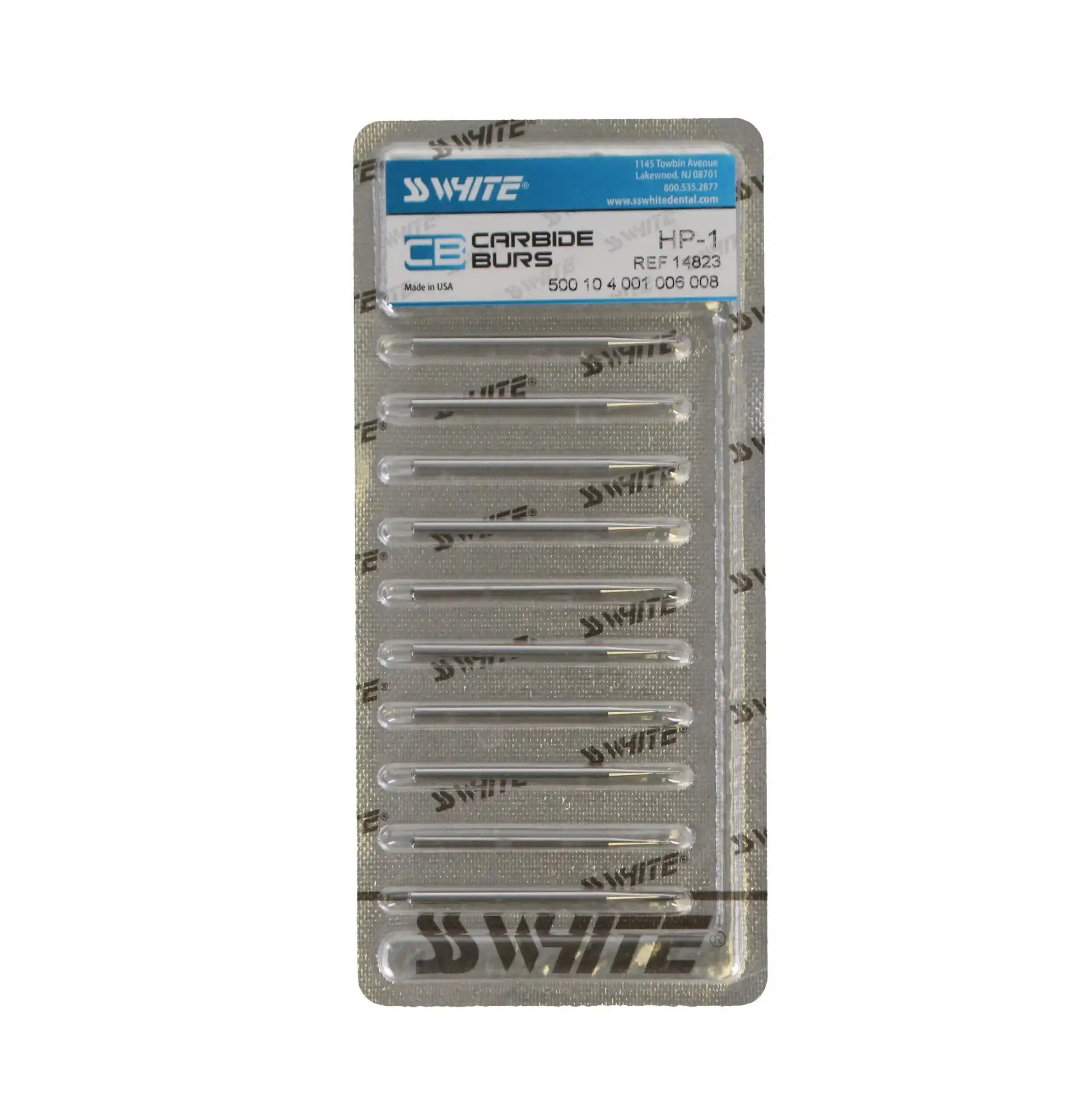 SS White Standard Operative Carbide Bur, HP, Round, #1, 0.8 mm Diameter, 10/Pk, 14823 thumbnail 4
