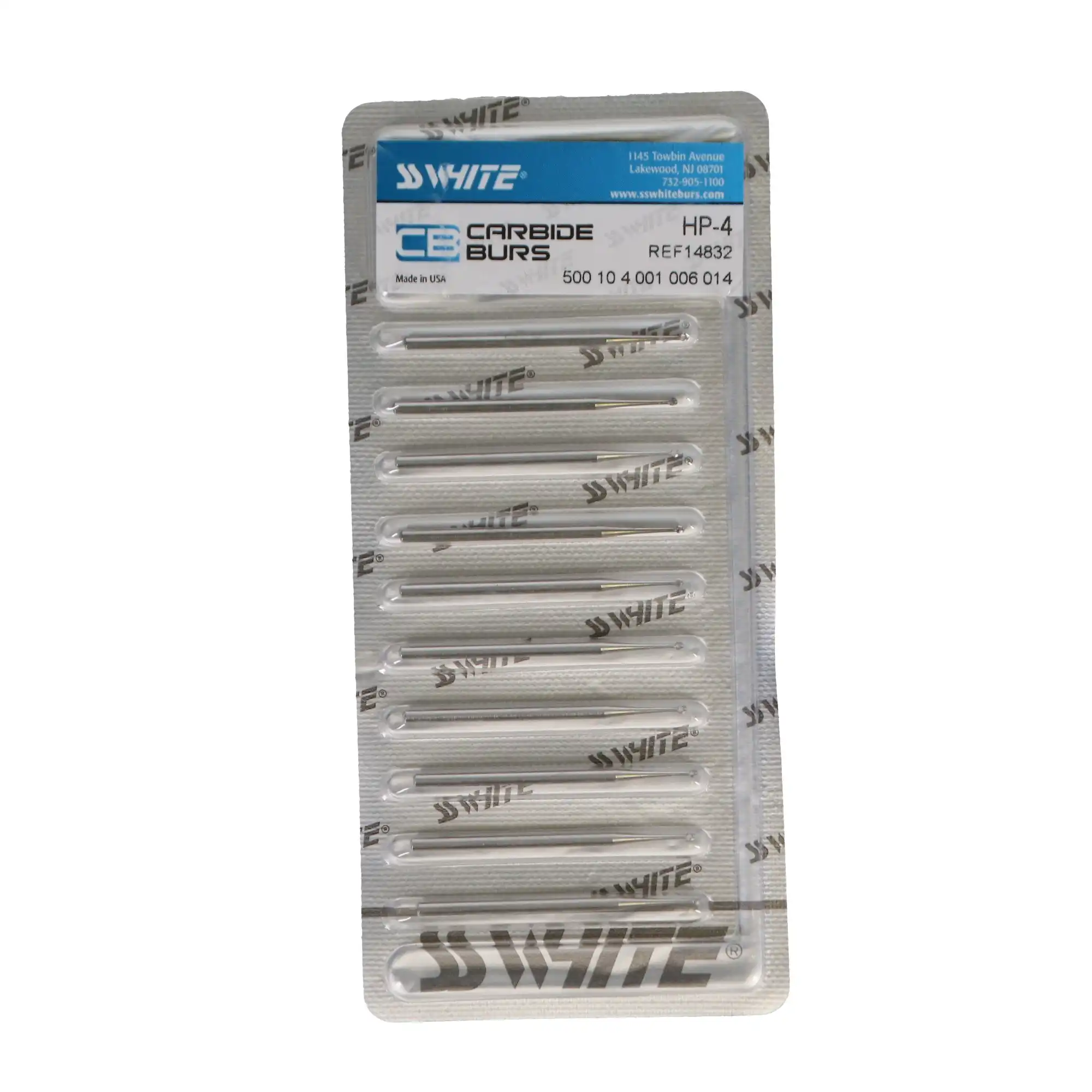 SS White Standard Operative Carbide Bur, HP, Round, #4, 1.4 mm Diameter, 10/Pk, 14832 thumbnail 6