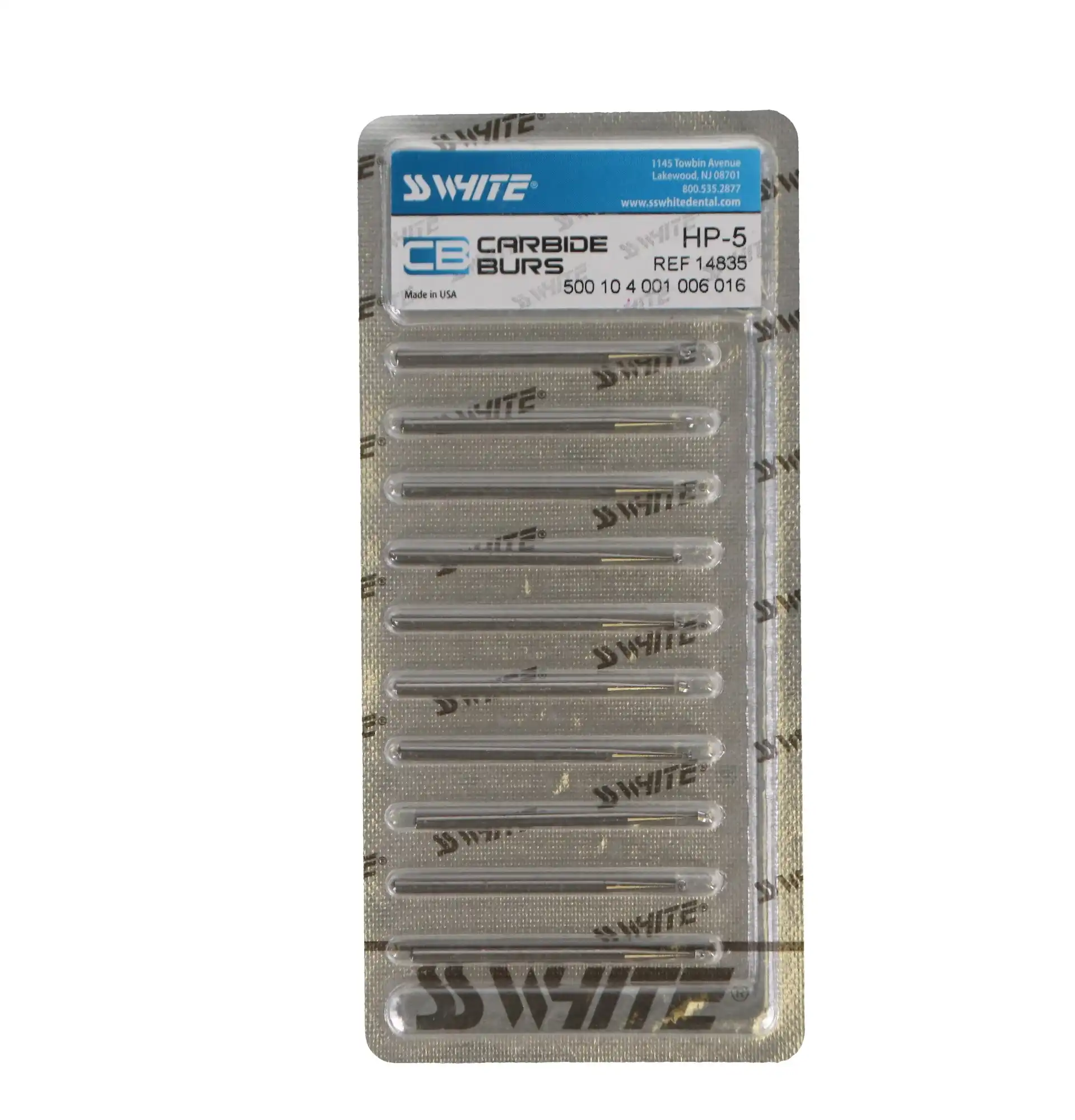 SS White Standard Operative Carbide Bur, HP, Round, #5, 1.6 mm Diameter, 10/Pk, 14835 thumbnail 4