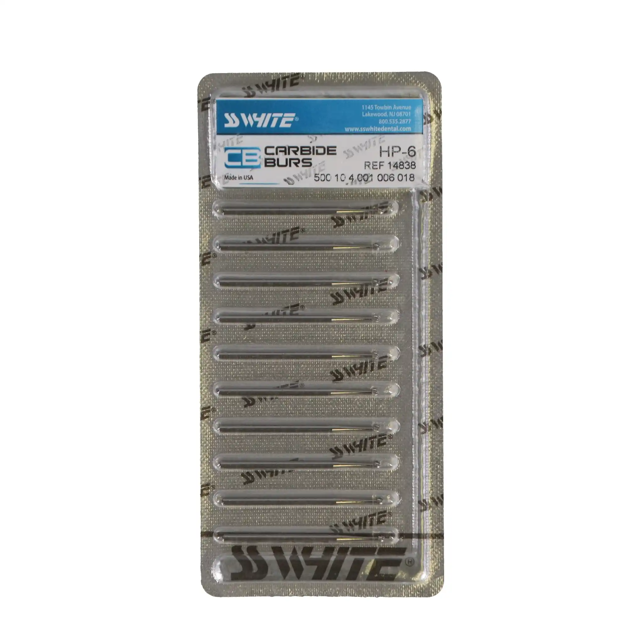 SS White Standard Operative Carbide Bur, HP, Round, #6, 1.8 mm Diameter, 10/Pk, 14838 thumbnail 4