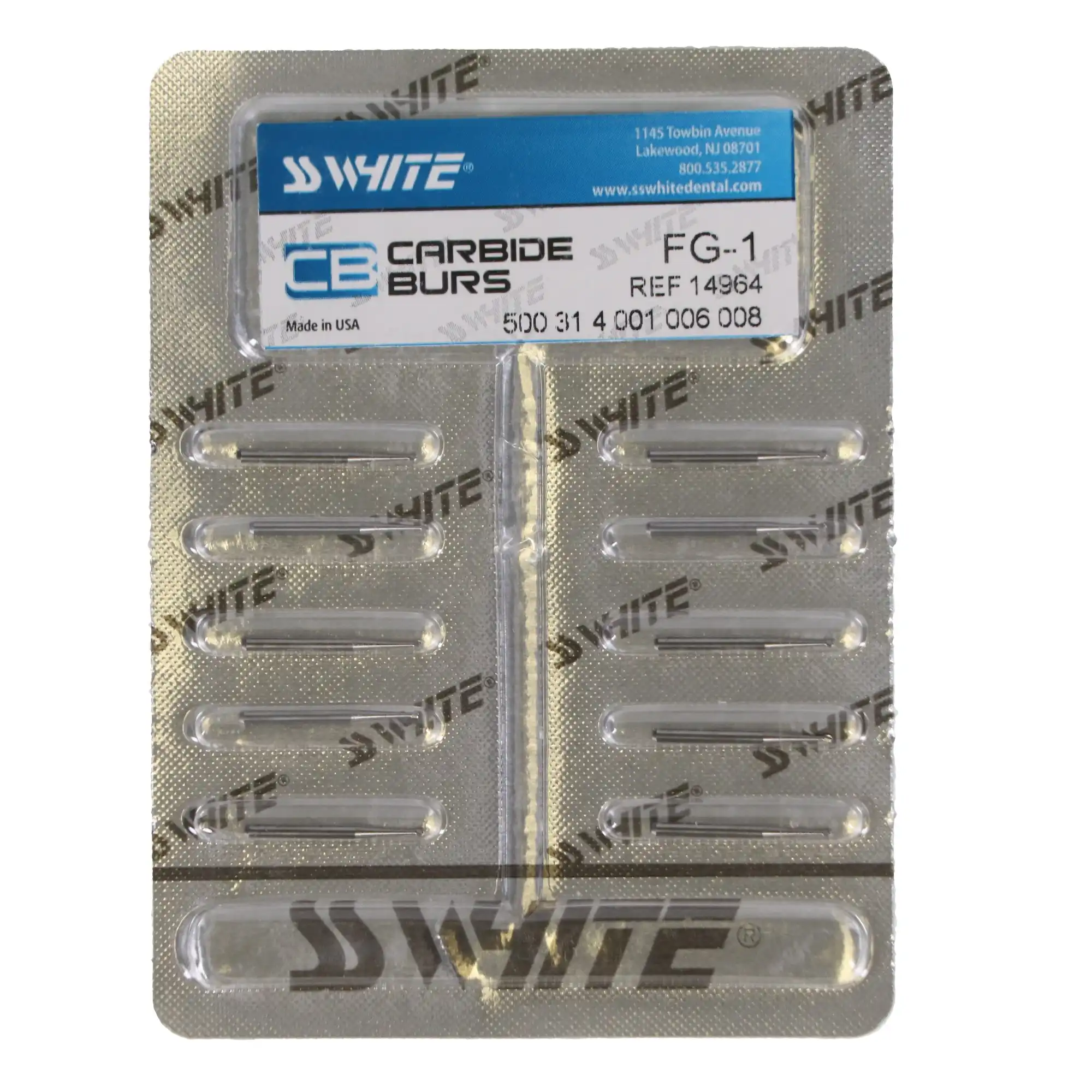 SS White Standard Operative Carbide Bur, FG, Round, #1, 0.8 mm Diameter, 10/Pk, 14964 thumbnail 5
