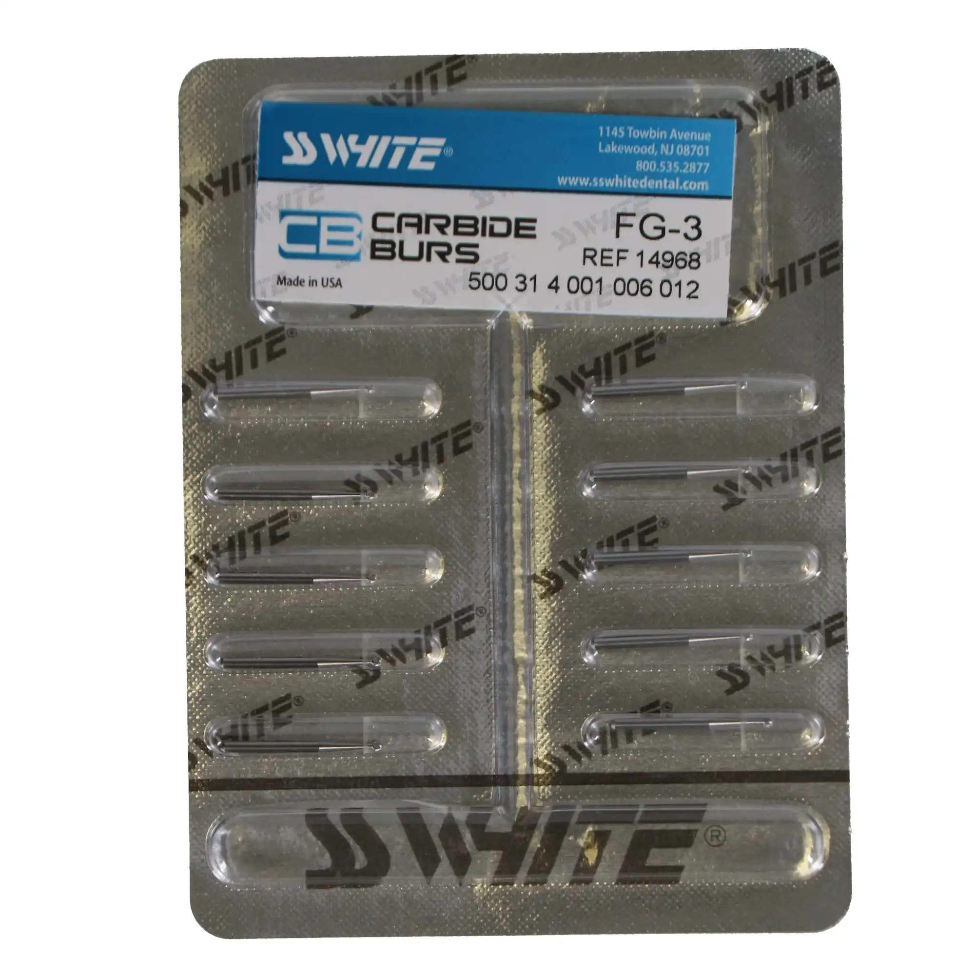 SS White Standard Operative Carbide Bur, FG, Round, #3, 1.2 mm Head Diameter, 10/Pk, 14968 thumbnail 4