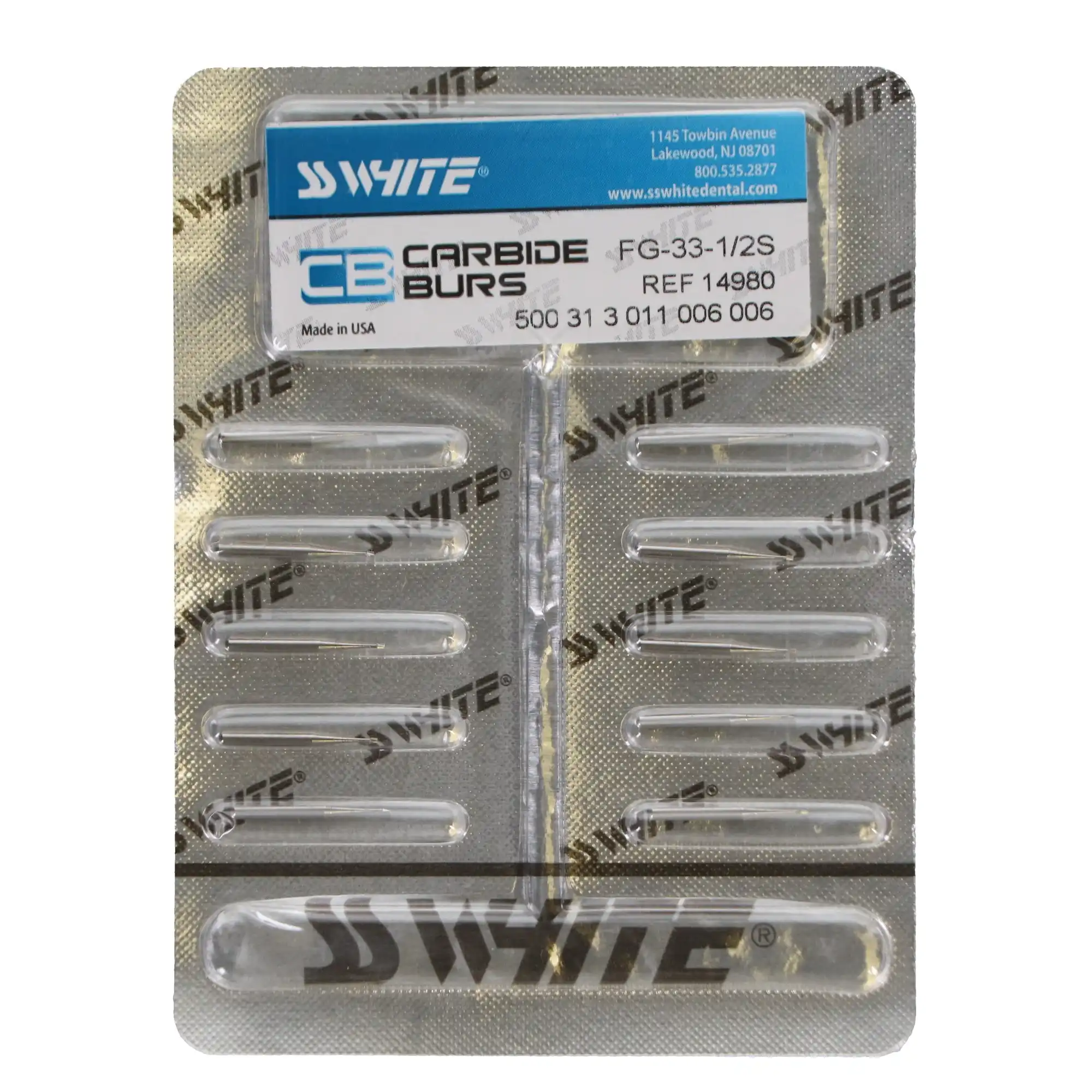 SS White Standard Operative Carbide Bur, FGSS, Inverted Cone, #33 1/2, 10/Pk, 14980 thumbnail 5