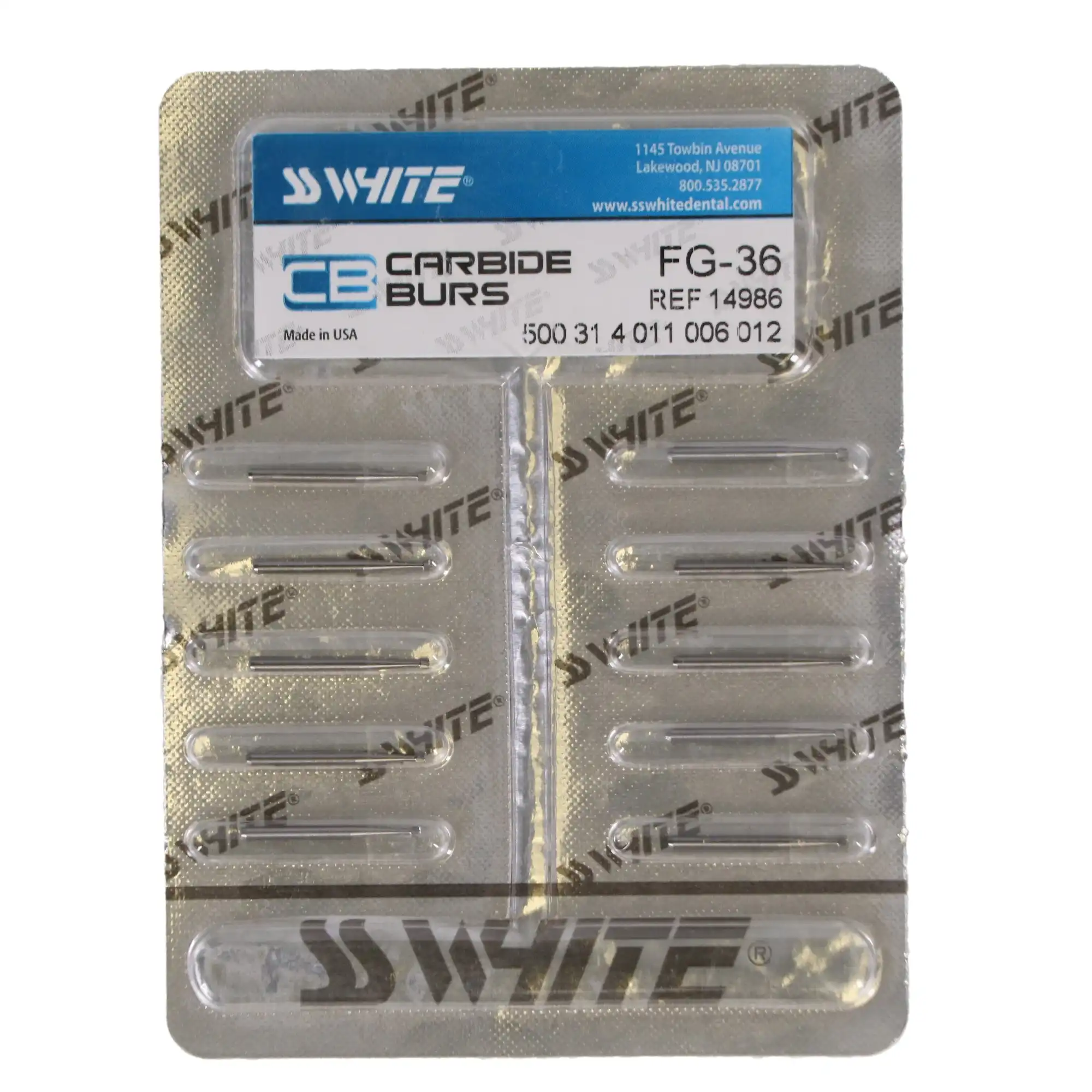 SS White Standard Operative Carbide Bur, FG, Inverted Cone, #36, 1.2 mm Diameter, 10/Pk, 14986 thumbnail 4