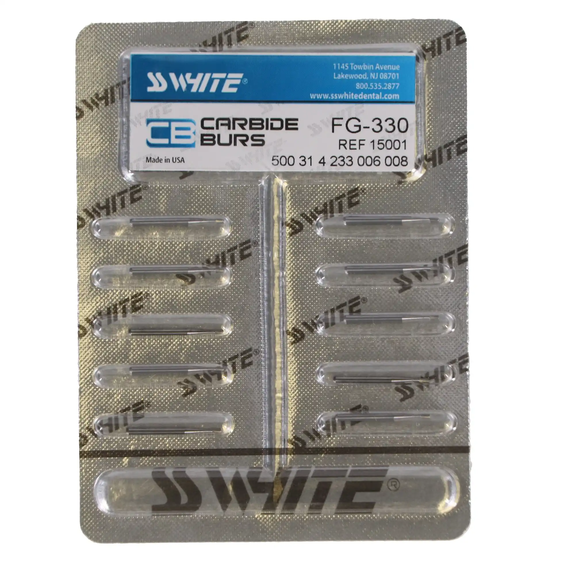 SS White Standard Operative Carbide Bur, FG, Pear, #330, 10/Pk, 15001 thumbnail 4