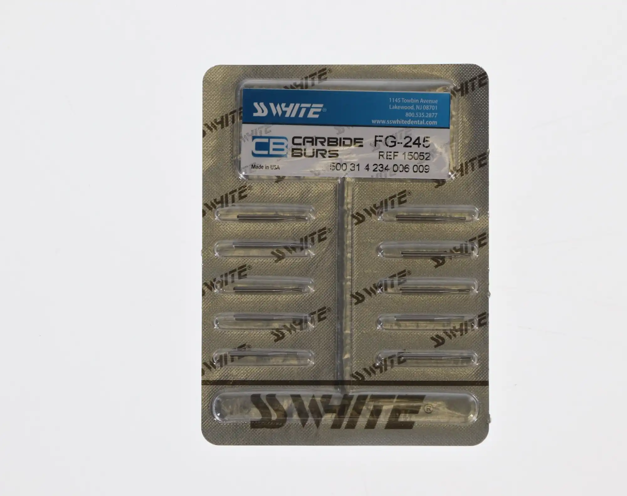 SS White Standard Operative Carbide Bur, FG, Amalgam Prep, #245, 0.9 mm Diameter, 2.8 mm Length, 10/Pk, 15052 thumbnail 5