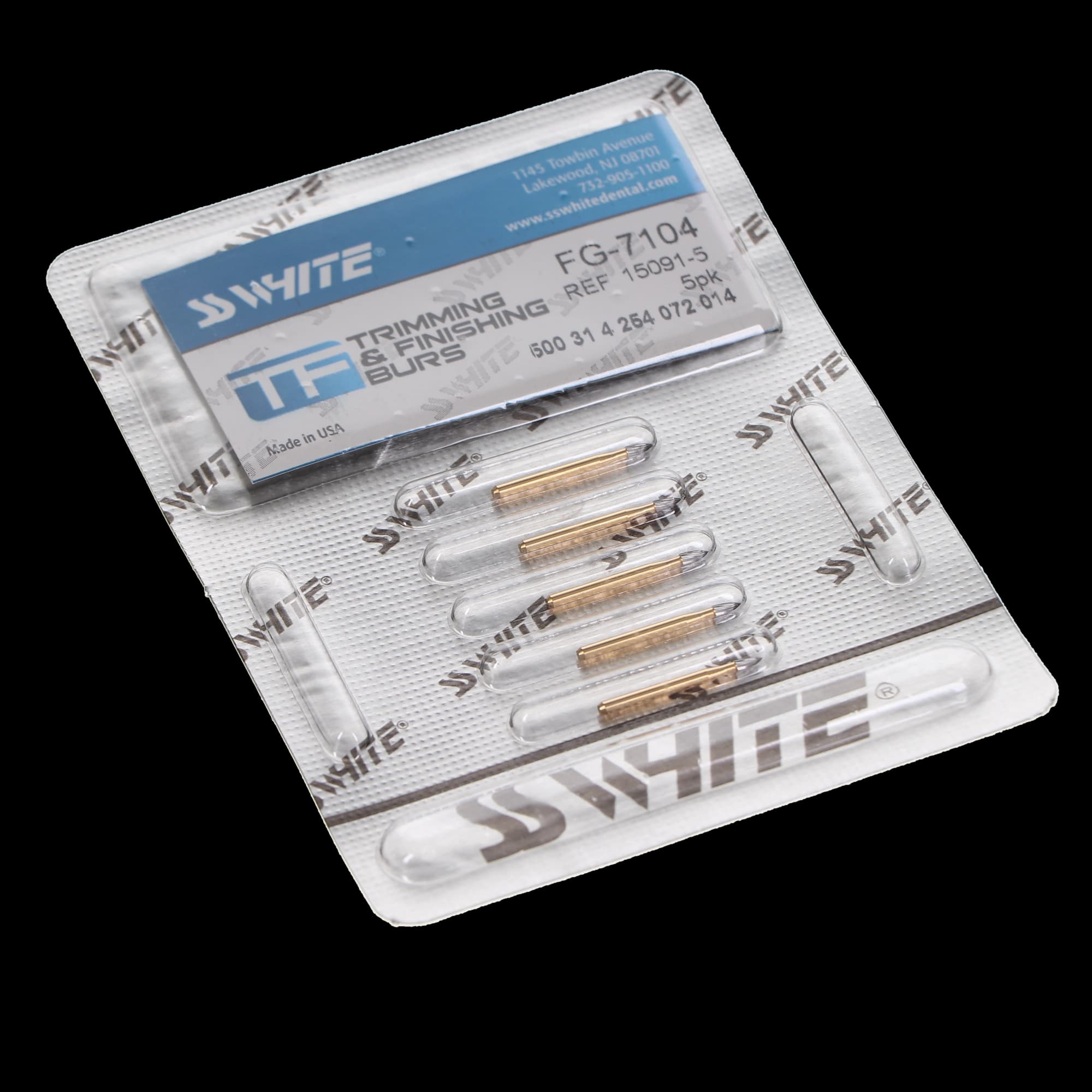 SS White 12-Blade Trimming & Finishing Carbide Bur, FG, Flame, #7104, 5/Pk, 15091-5 thumbnail 5