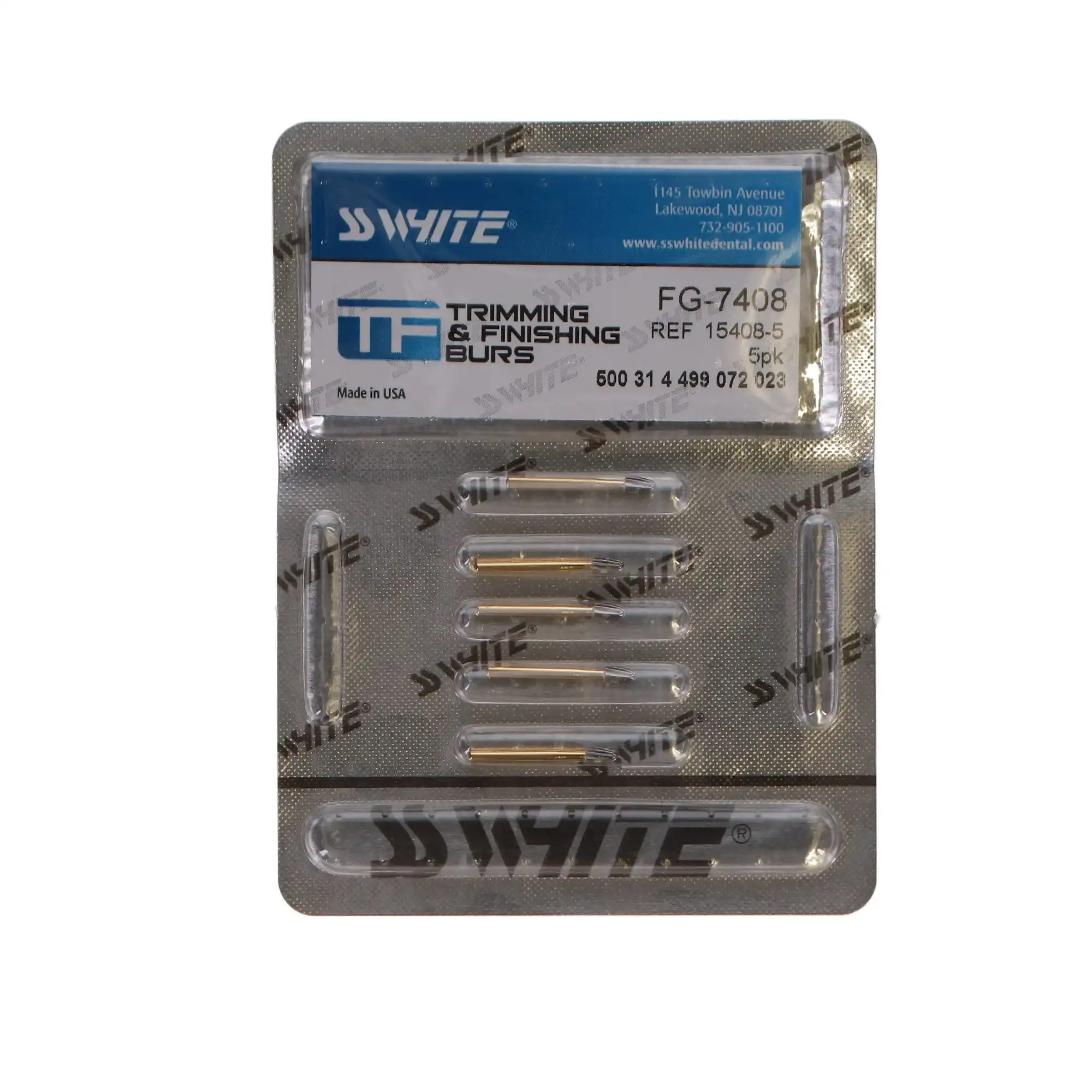 SS White T&F 7408 12-Blade Carbide Bur, Egg Shape, FG, 5/Pack, 15408-5 thumbnail 5