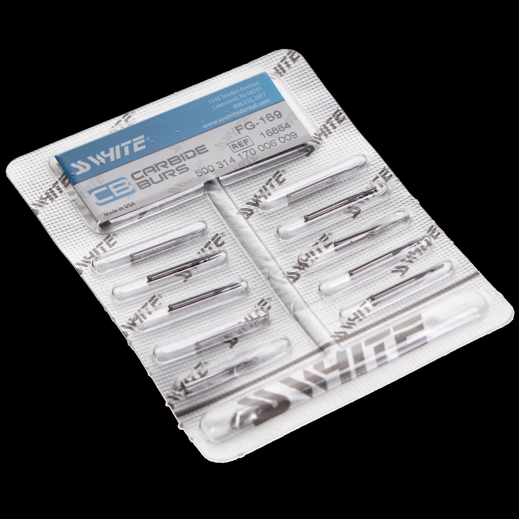 SS White Standard Operative Carbide Bur, FG, Taper Flat End Fissure, #169, 0.9 mm Diameter, 3.5 mm Length, 10/Pk, 16884 thumbnail 6