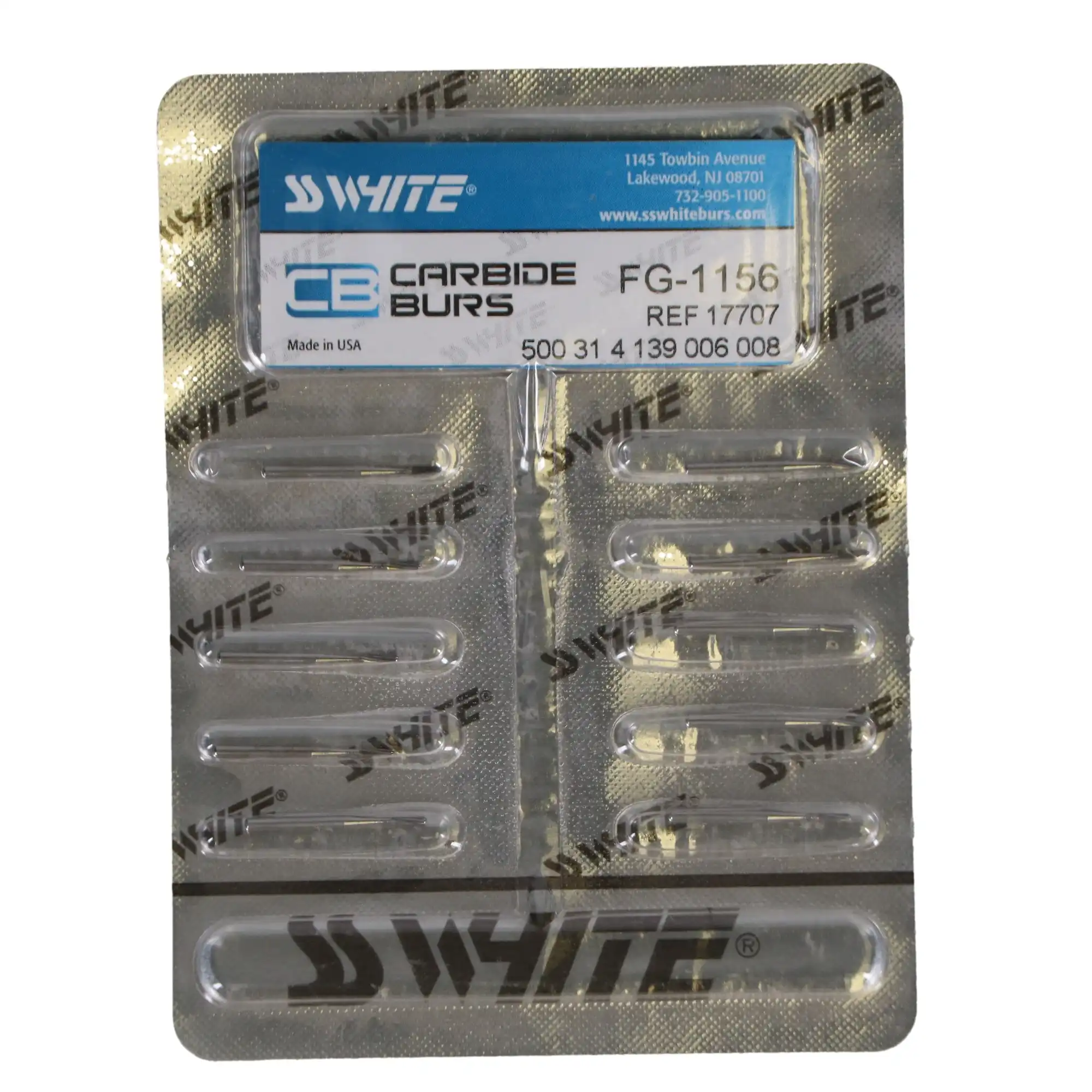 SS White FG #1156 Straight Round End Fissure Carbide Bur, Friction Grip, 0.8 mm Diameter, 3.5 mm Length, 10/Pk, 17707 thumbnail 4