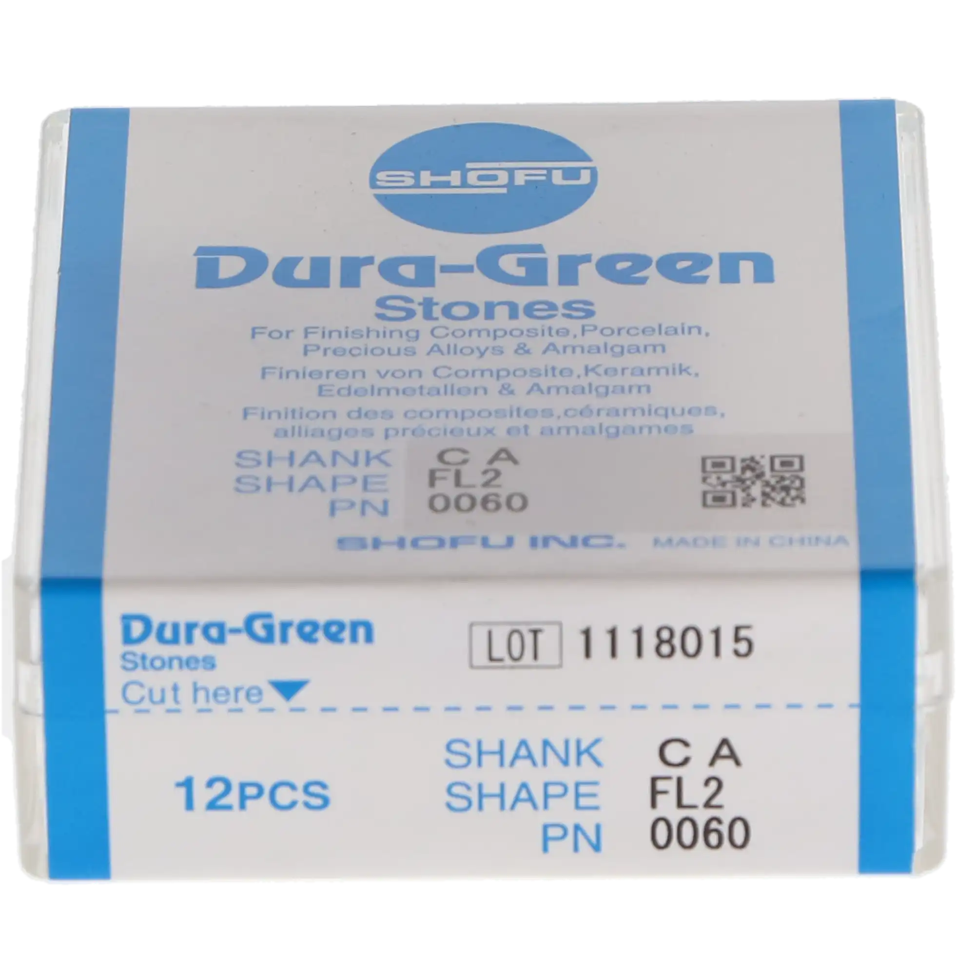 Shofu Dura-Green Silicon Carbide Finishing Stone, Flame Shape FL2, Contra Angle (CA), Green, 12/Pkg, ISO #025, #0060 thumbnail 8