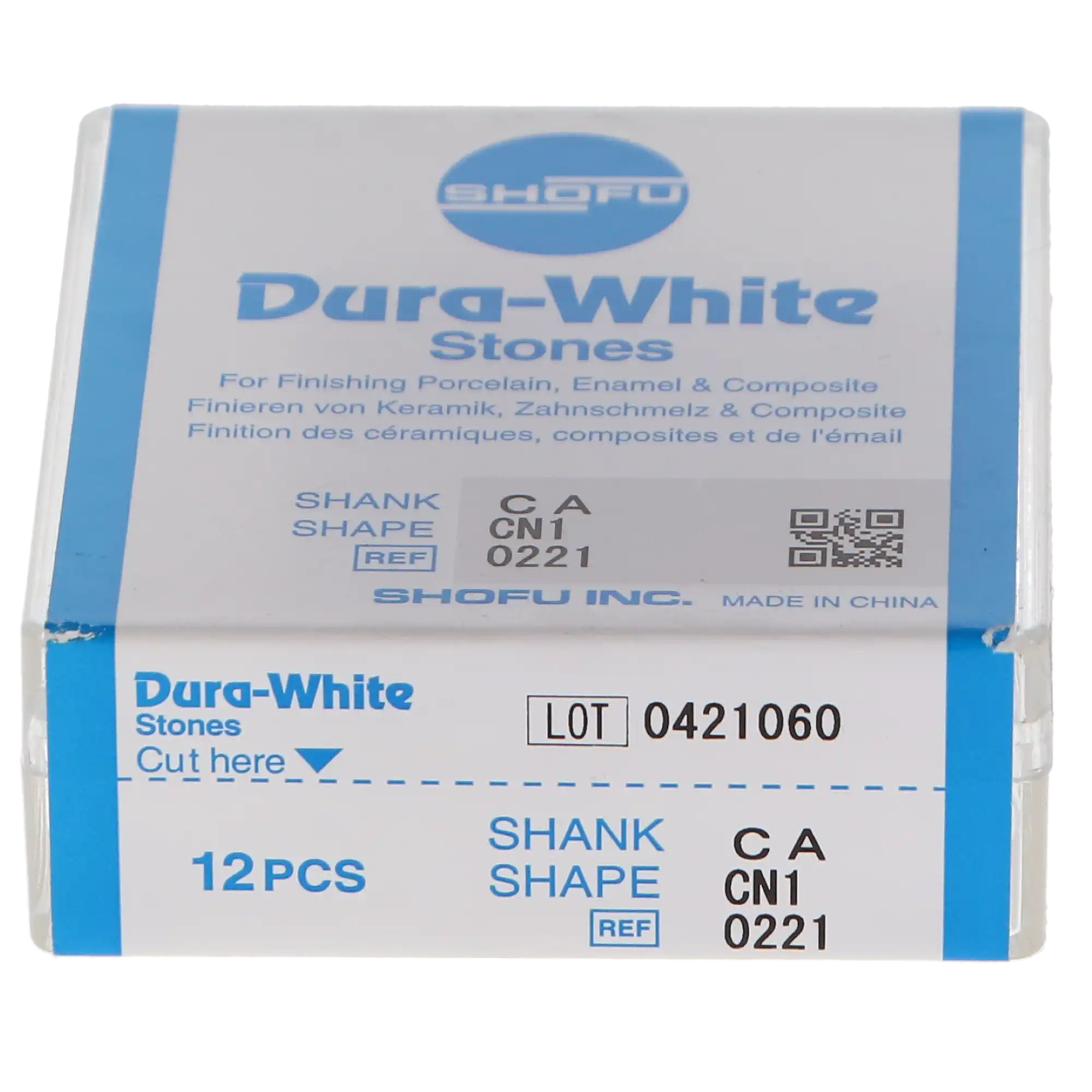 Shofu Dura-White Stone, CN1 Pointed Cone, CA (Contra Angle) Shank, ISO #024, White, 12/Pkg, 0221 thumbnail 9