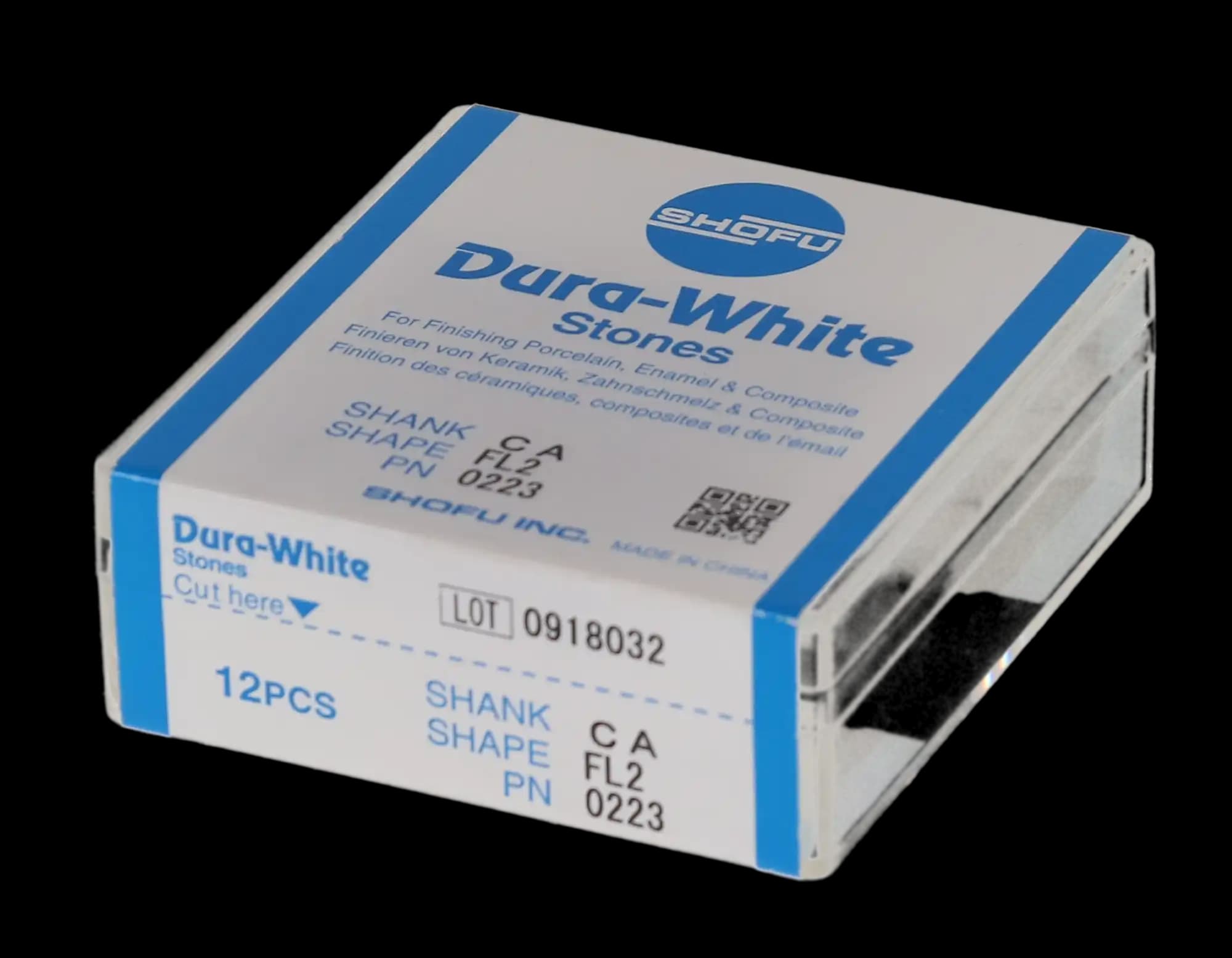 Shofu Dura-White Finishing Stone, FL2 Flame Shape, CA (Contra Angle) Latch-Type, ISO #025, White, 12/Pk, #0223 thumbnail 8