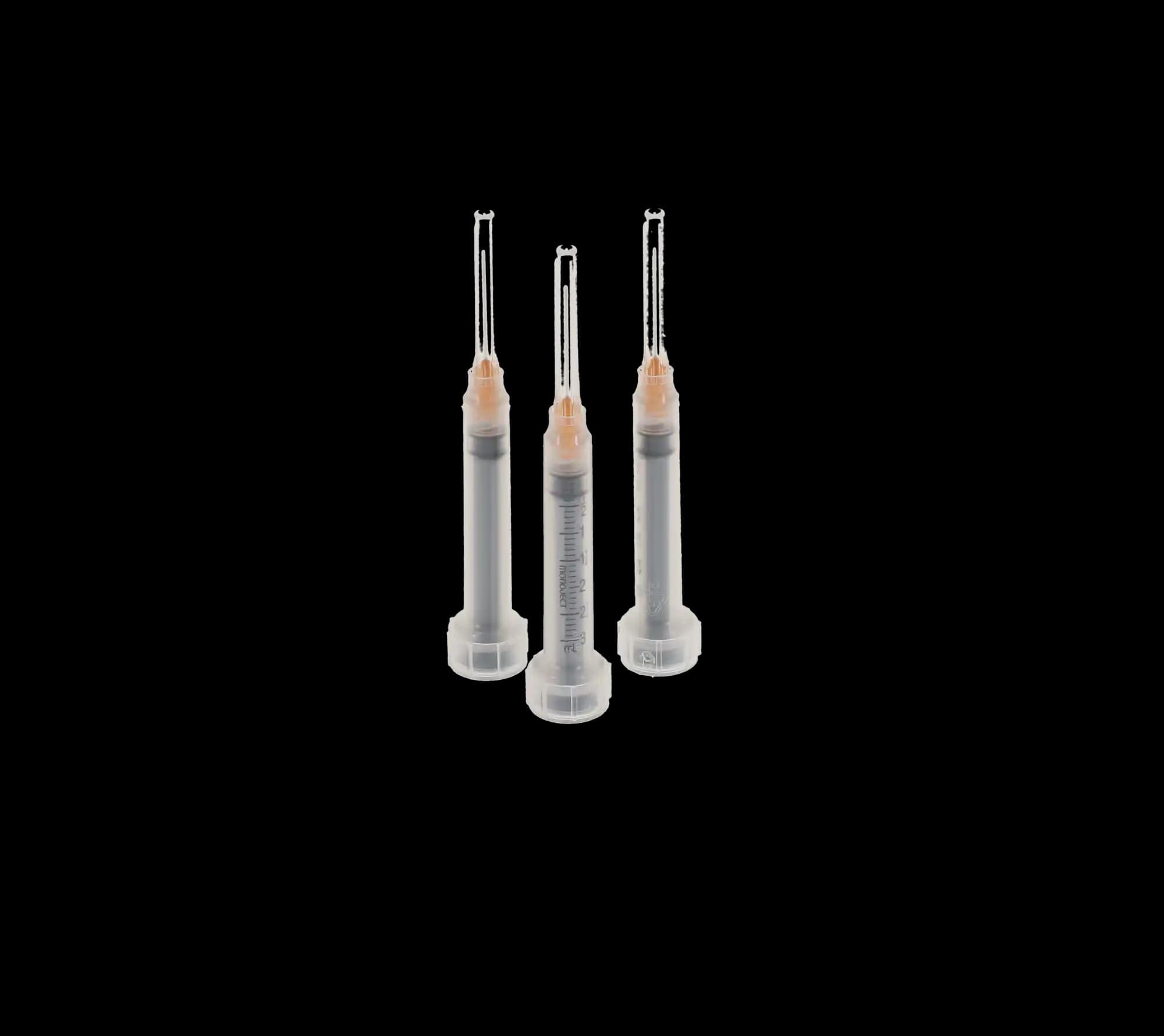 Monoject Endodontic Irrigating Syringe with Needle, 3 cc, 23 Ga, 1.25", Orange Hub, 100/Pk - Monoject Endodontic Irrigating Syringes with Needles, 3 cc, 23 Ga, 1.25", Orange, 100/Pk - Image 1