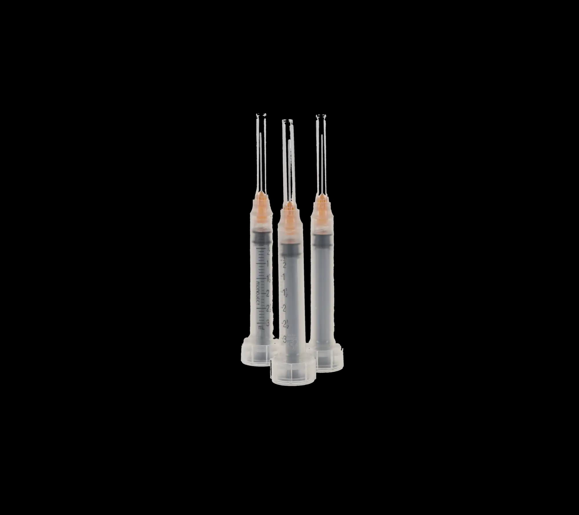 Monoject Endodontic Irrigating Syringe with Needle, 23 Ga, 1.25", Orange Hub, 3 ml, 100/Pk, 8881513843 thumbnail 4