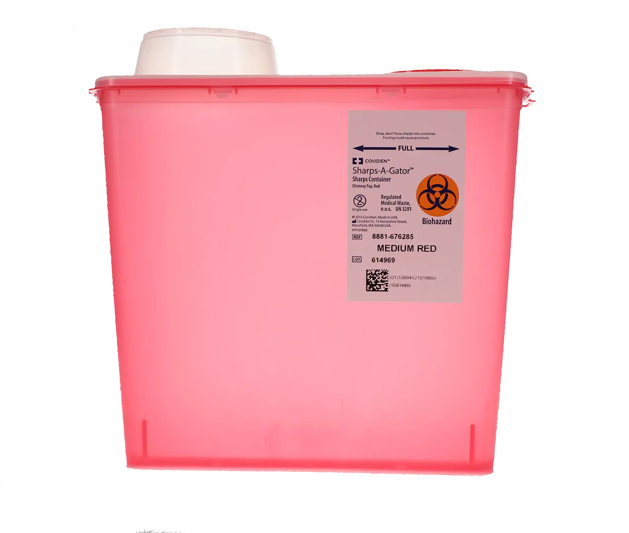 Monoject Sharps Container, with Chimney Top, 8 Qt, Medium, Red, 1/Pk, 676285 thumbnail 5