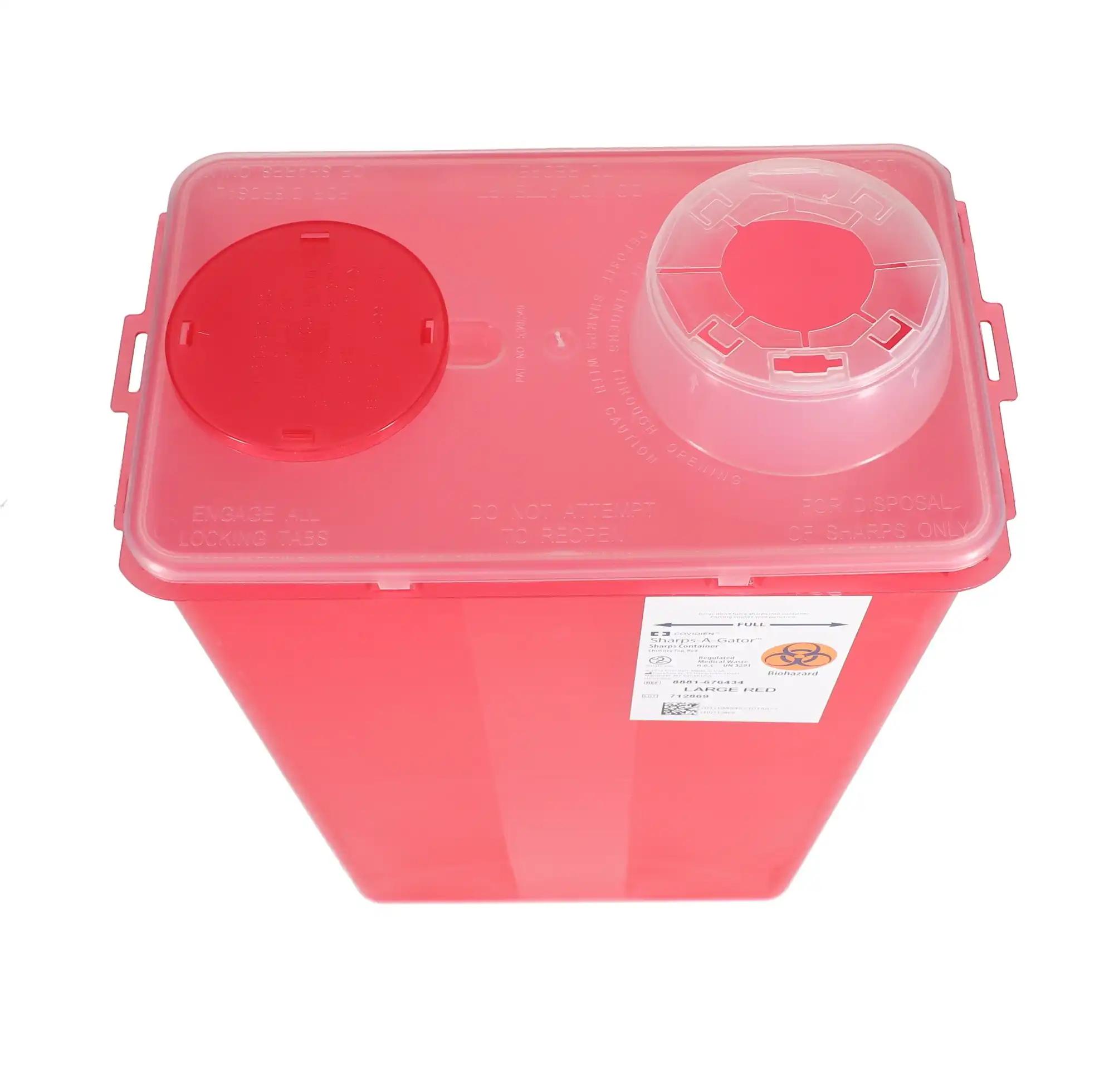 Monoject Sharps Container, with Chimney Top, 14 Qt, Large, Red, 1/Pk, 676434 thumbnail 2