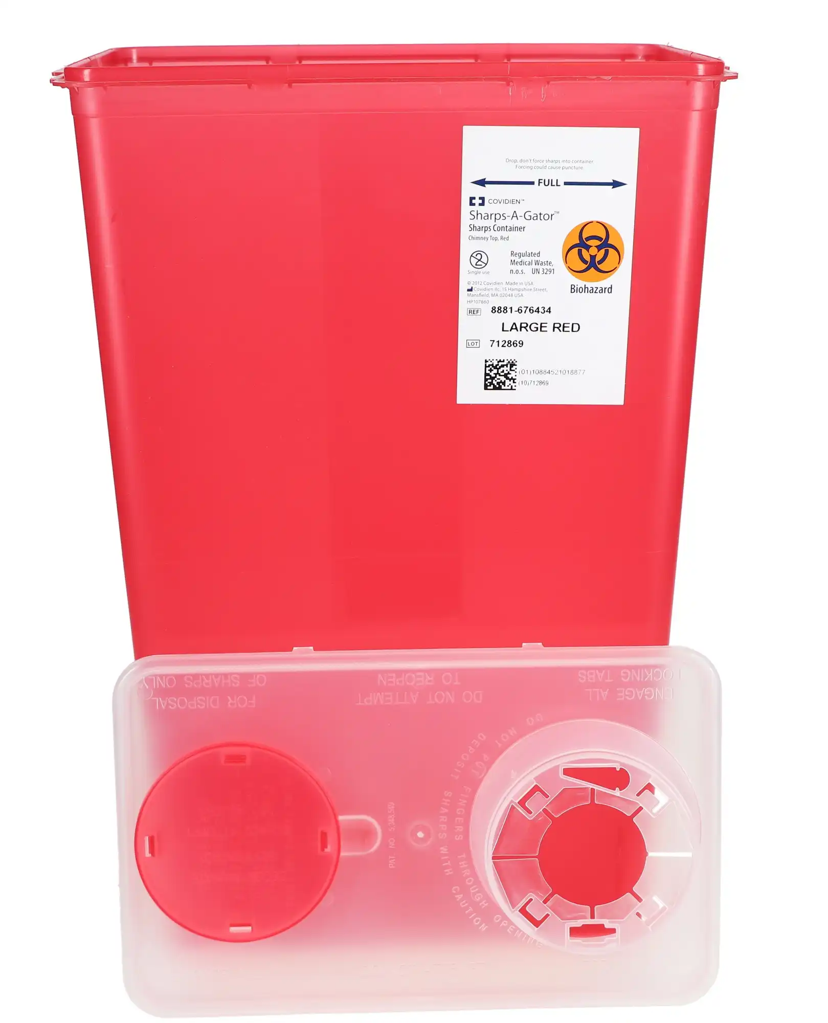 Monoject Sharps Container, with Chimney Top, 14 Qt, Large, Red, 1/Pk, 676434 thumbnail 4