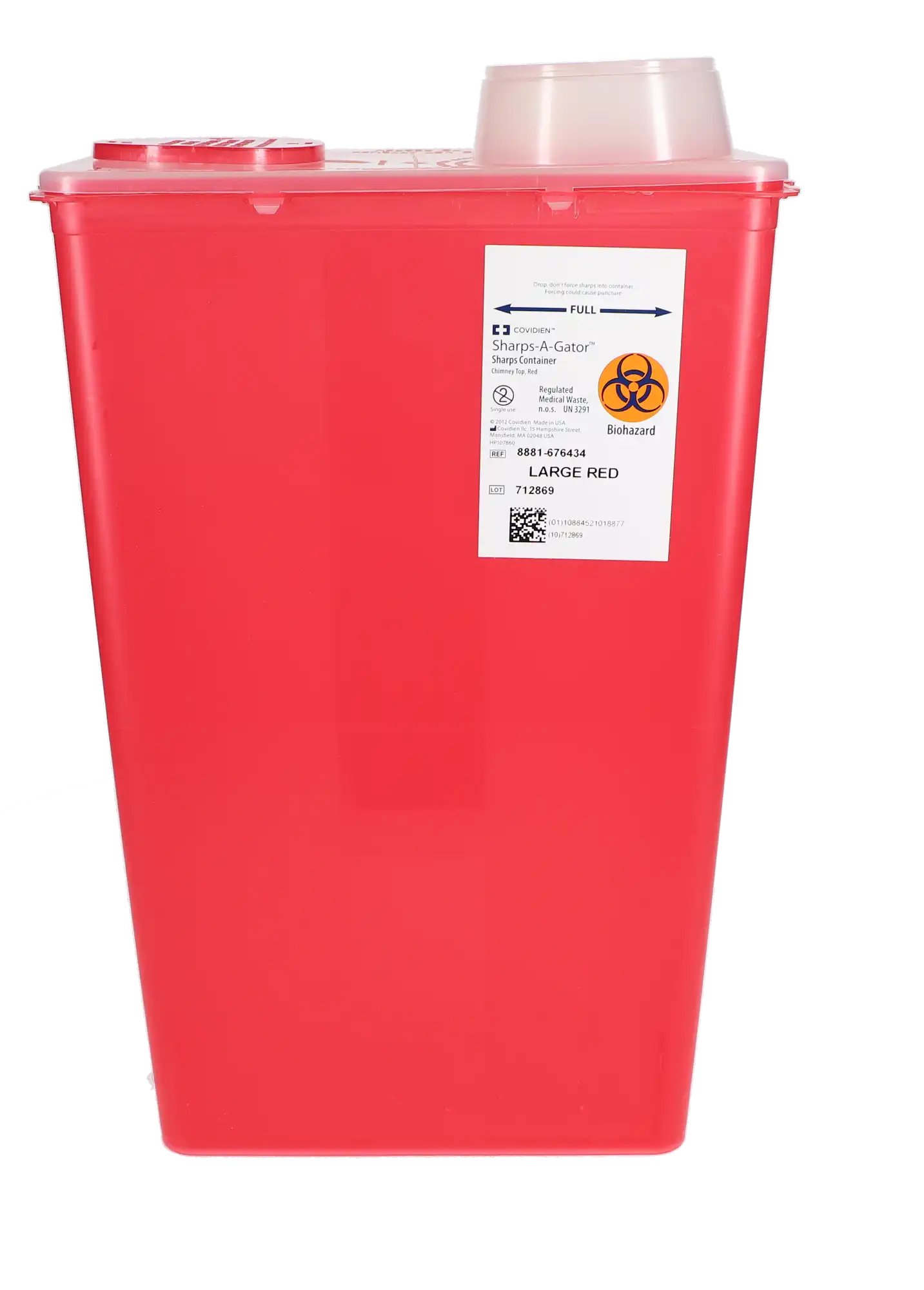 Monoject Sharps Container, with Chimney Top, 14 Qt, Large, Red, 1/Pk, 676434 thumbnail 5