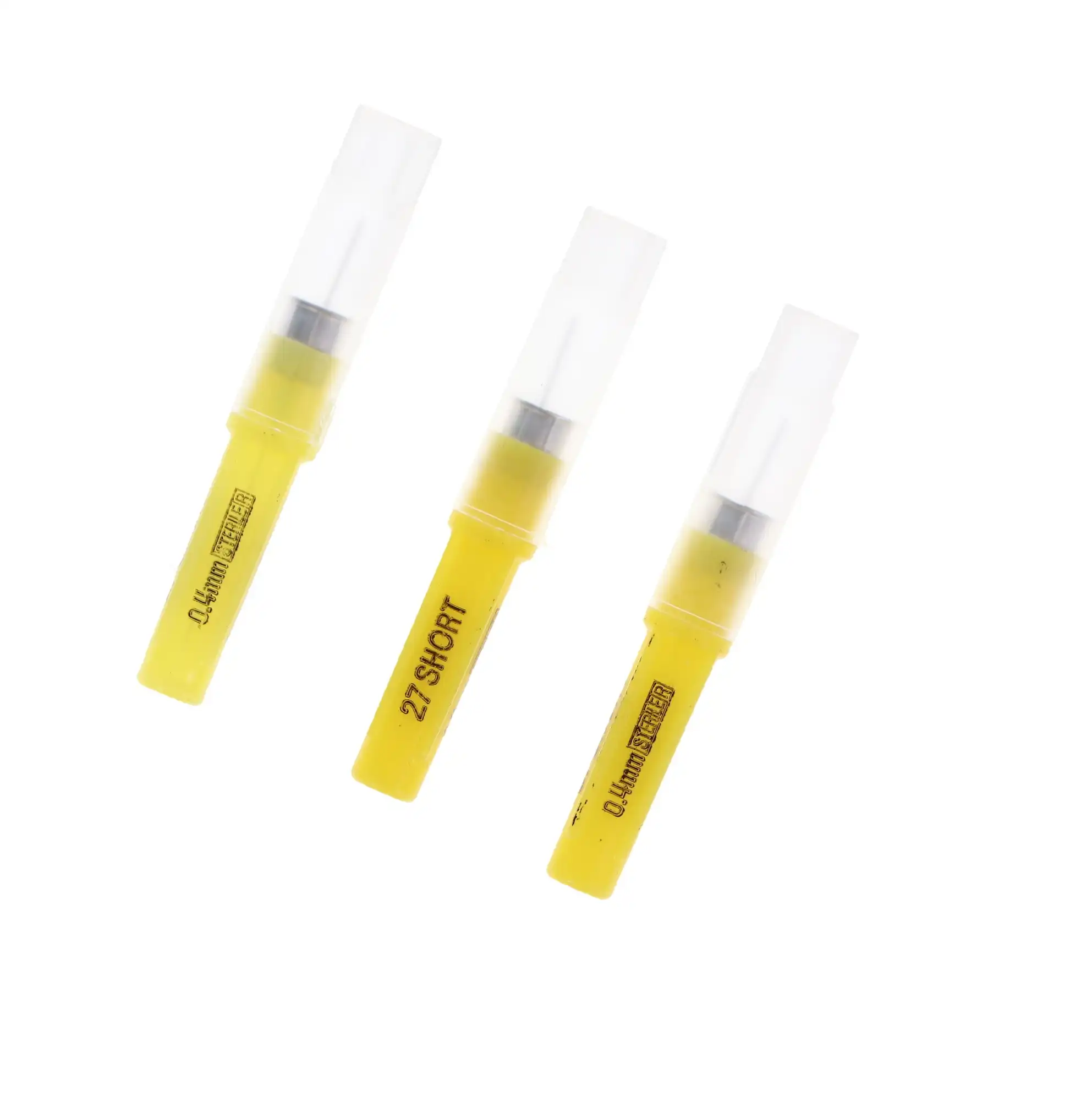 Monoject Metal Hub Dental Needles, 27 Gauge Short, Yellow, 100/Box, #401064 - Monoject Needles, Metal Hub, # 401, Ga 27, Short, Yellow, 100/Pk, 401064 - Image 1