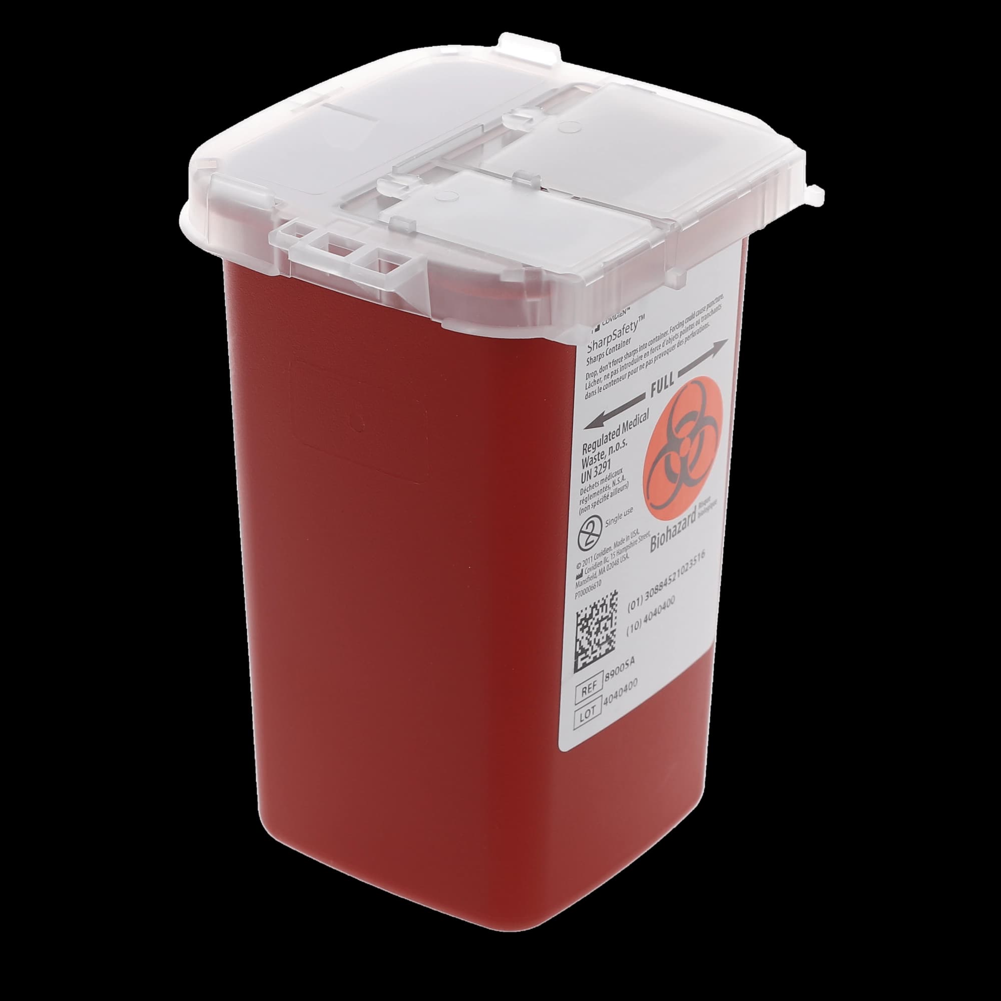 SharpSafety Phlebotomy Sharps Container, 1 Quart, Red, Translucent Top, Sliding Lid, 1/Pk, 8900SA thumbnail 3