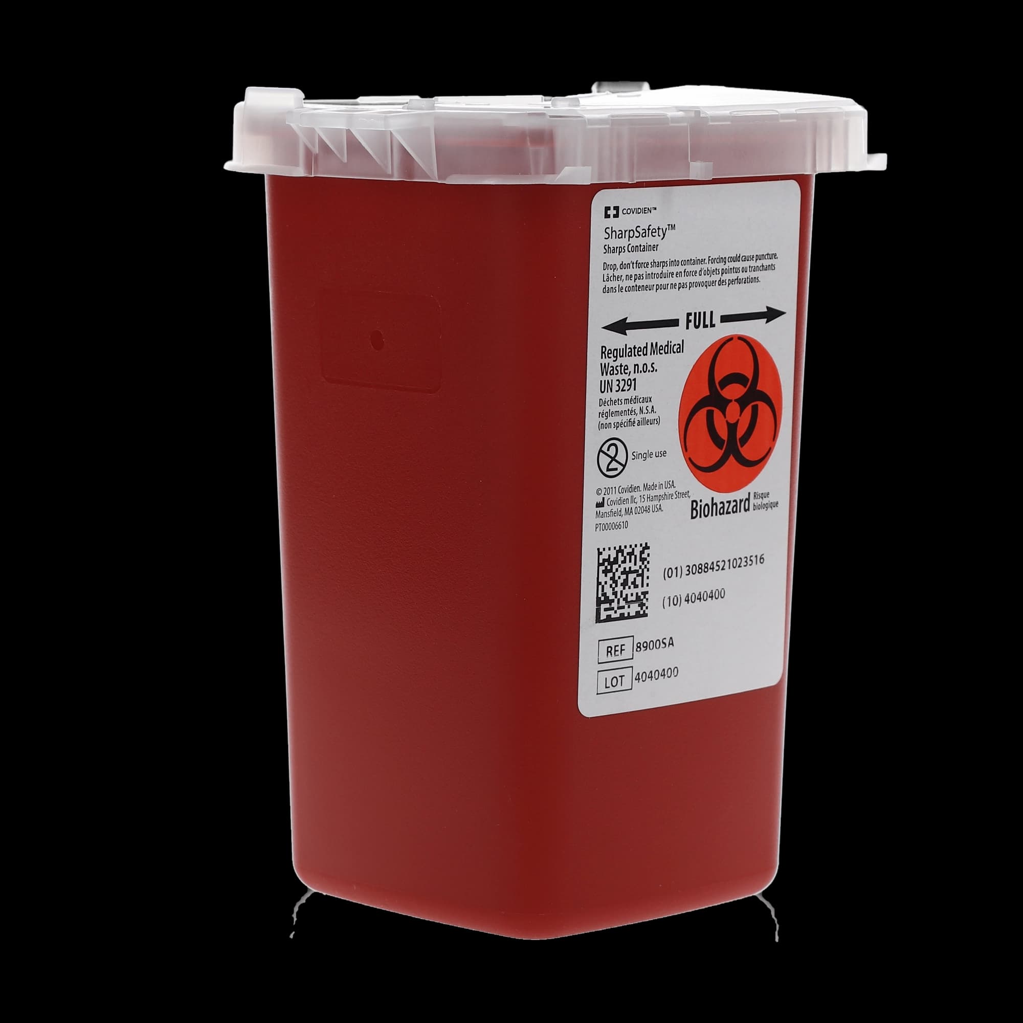 SharpSafety Phlebotomy Sharps Container, 1 Quart, Red, Translucent Top, Sliding Lid, 1/Pk, 8900SA thumbnail 4