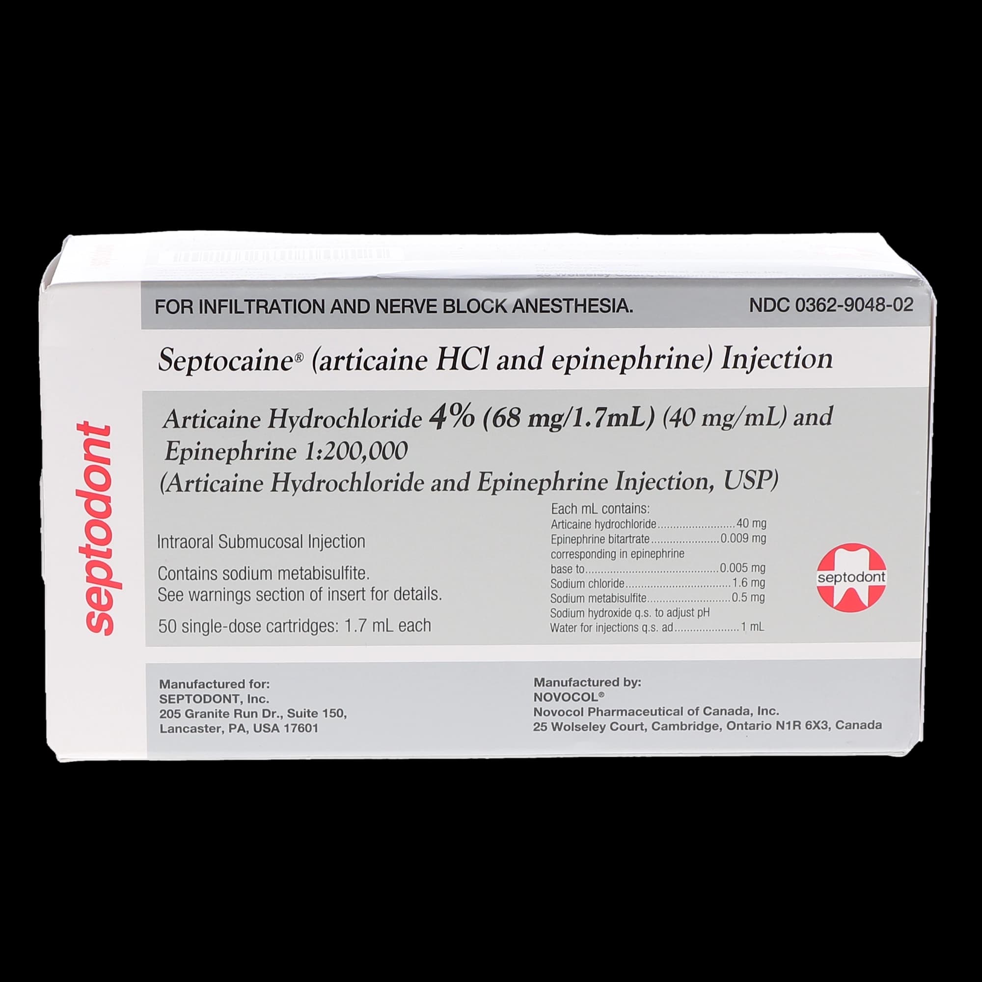 Septocaine Articaine HCl 4% and Epinephrine 1:200,000 Dental Anesthetic Cartridges, 1.7 mL, 50/Box, Silver, 01A1200 thumbnail 11