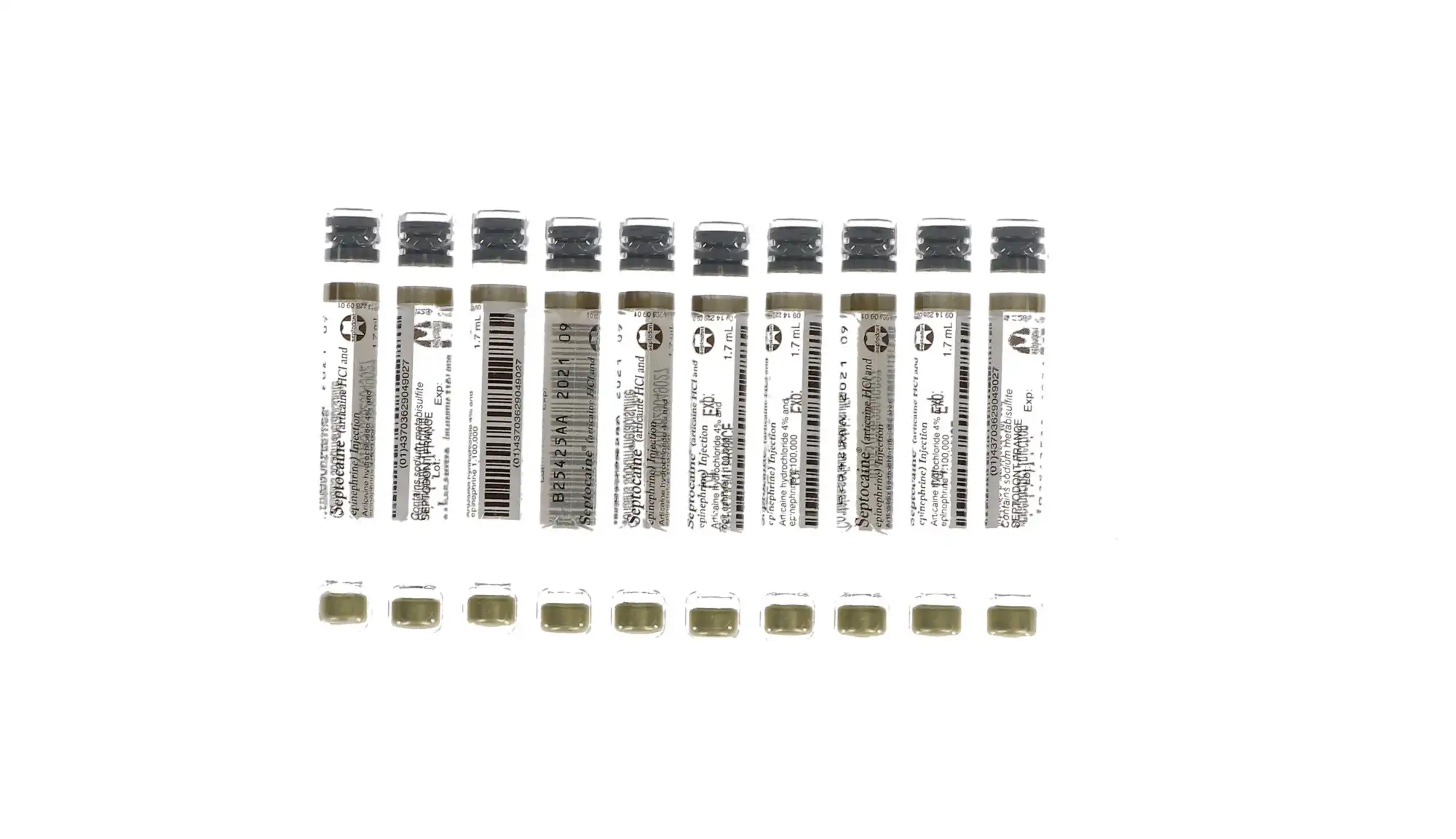 Septocaine Articaine HCl 4% with Epinephrine 1:100,000 Dental Anesthetic Cartridges, 1.7 mL, 50/Box, Gold Box, 01A1400 thumbnail 9