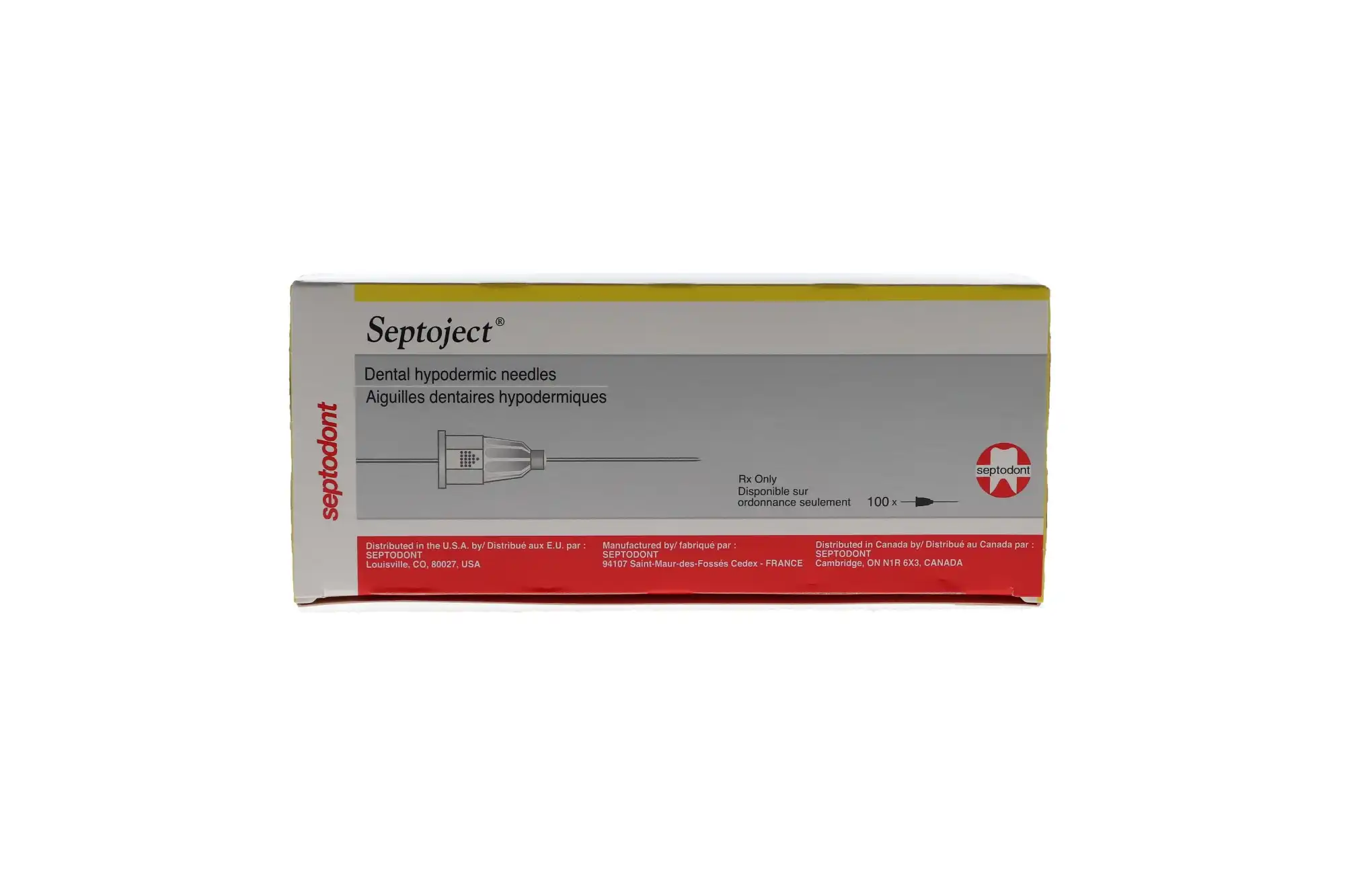 Septodont Septoject Dental Hypodermic Needles, 27 Gauge, Long (35mm), Yellow, Plastic Hub, Sterile, 100/Box, 01-N1272 thumbnail 12
